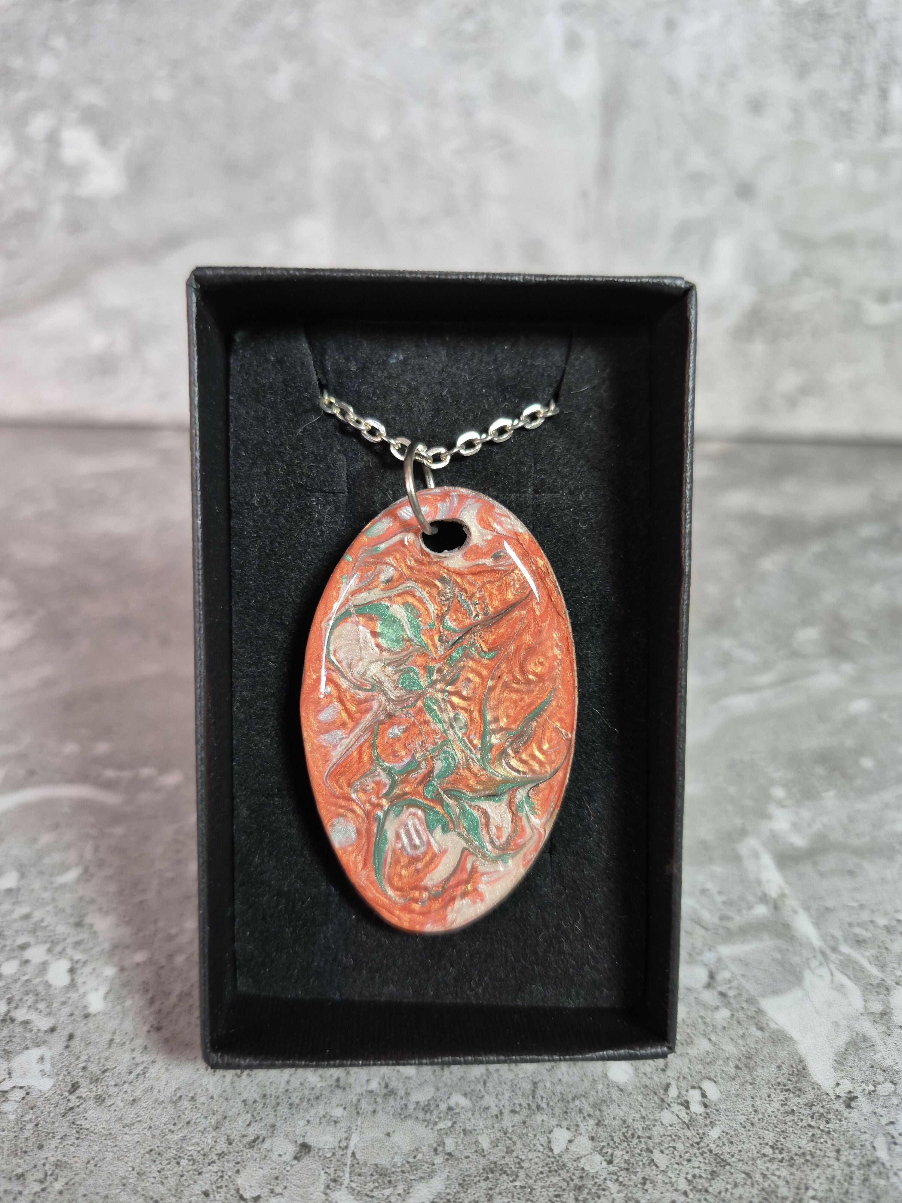 Unique Hand Crafted, Ripple Effect, Oval Pendant