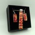Dichroic Glass Red and Gold Ripple Pendant and Earring Set