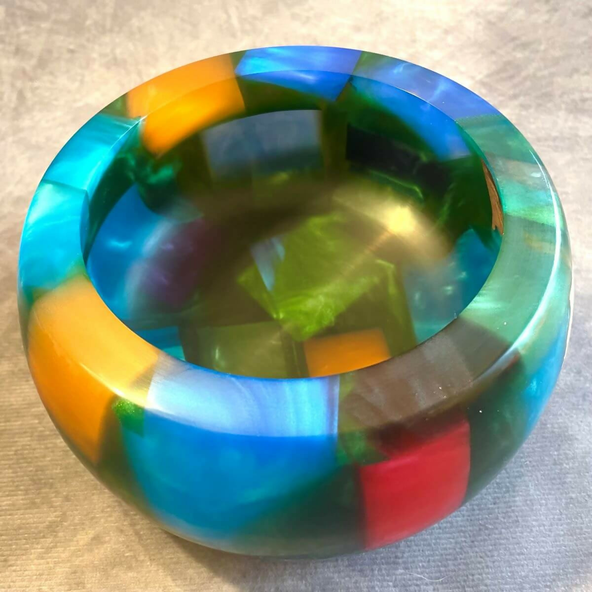 Green & Multi-Colour Mosaic Resin Bowl