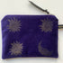 Purple Sun and Moon Velvet Zip-Up Pouch with Wrist Strap