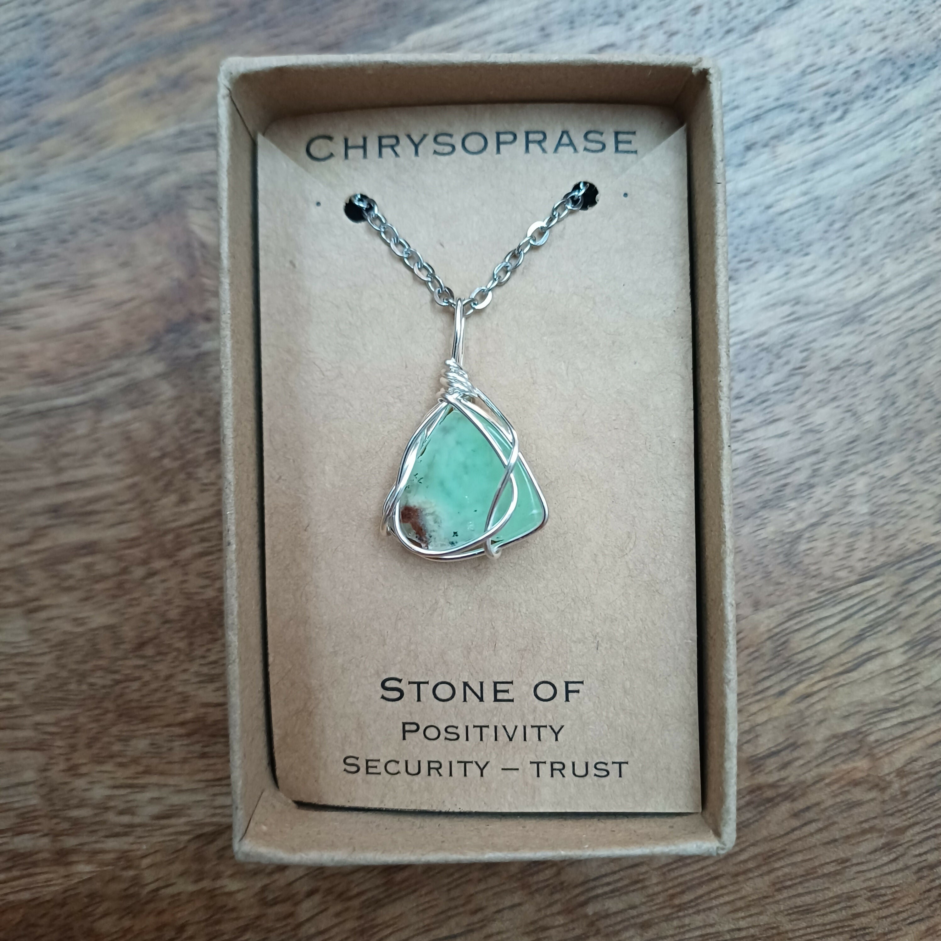 Chrysoprase Wire Wrapped Pendant