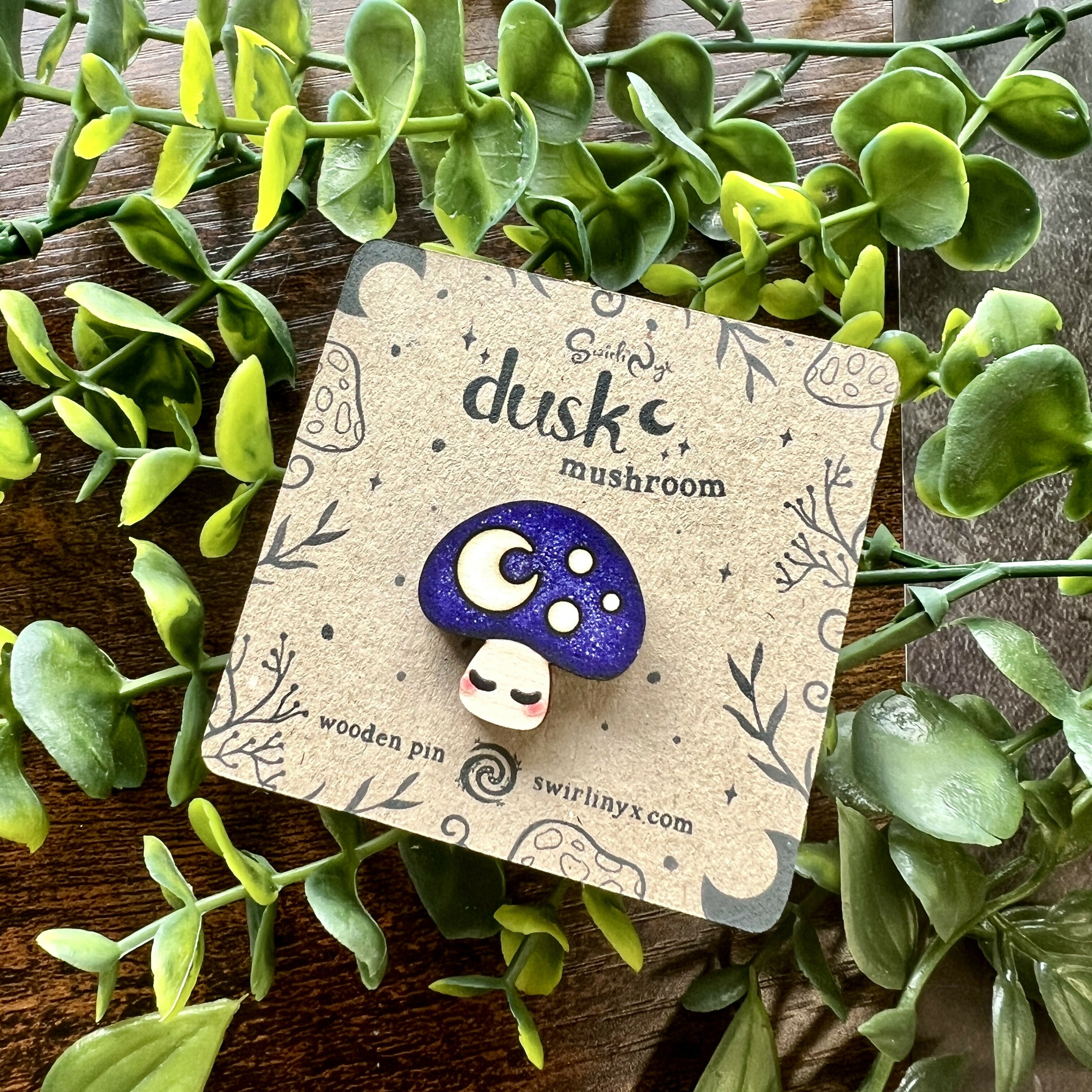 Dusk Mushroom Wooden Pin