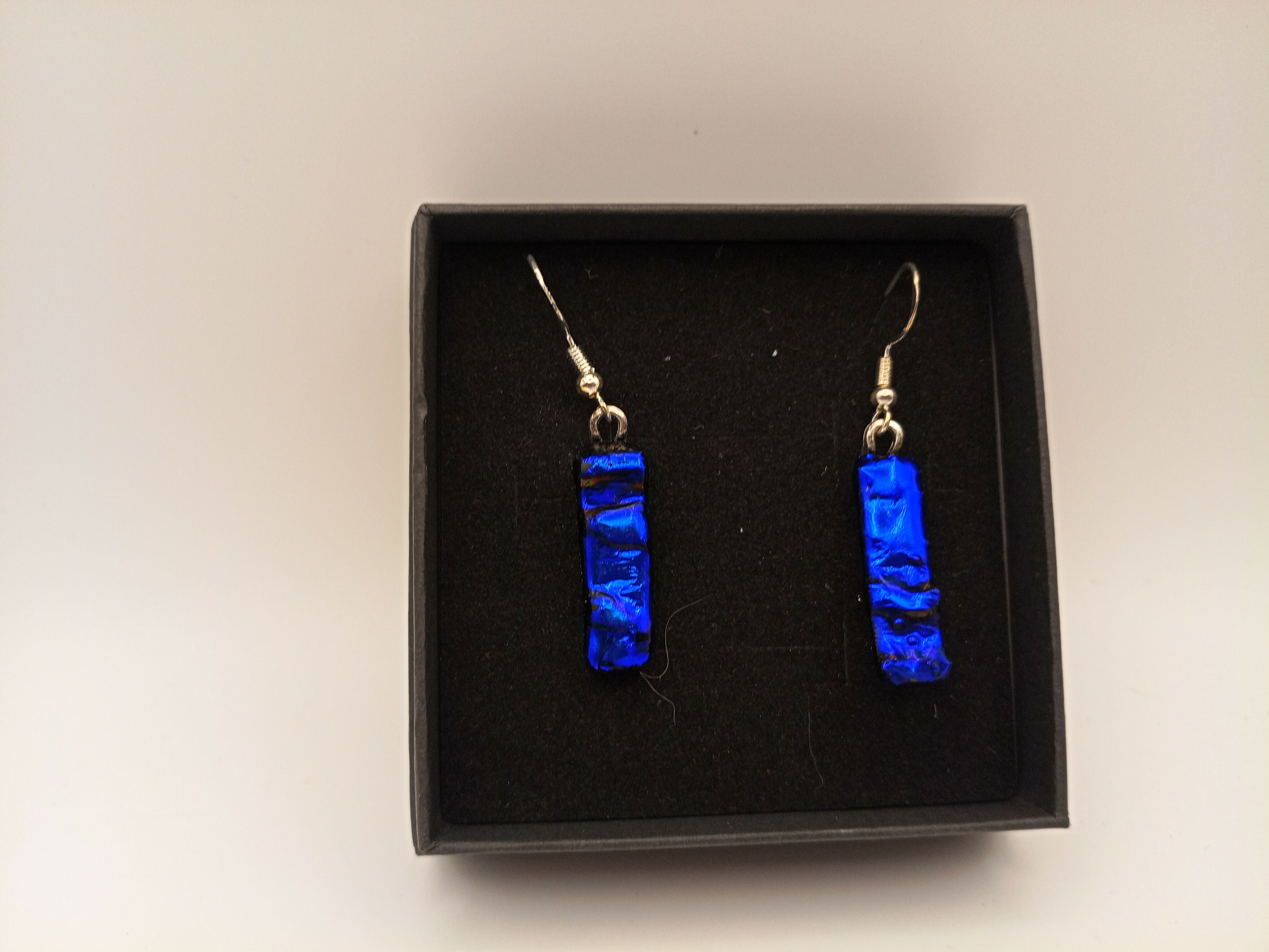 Blue Rippled Dichroic Earrings