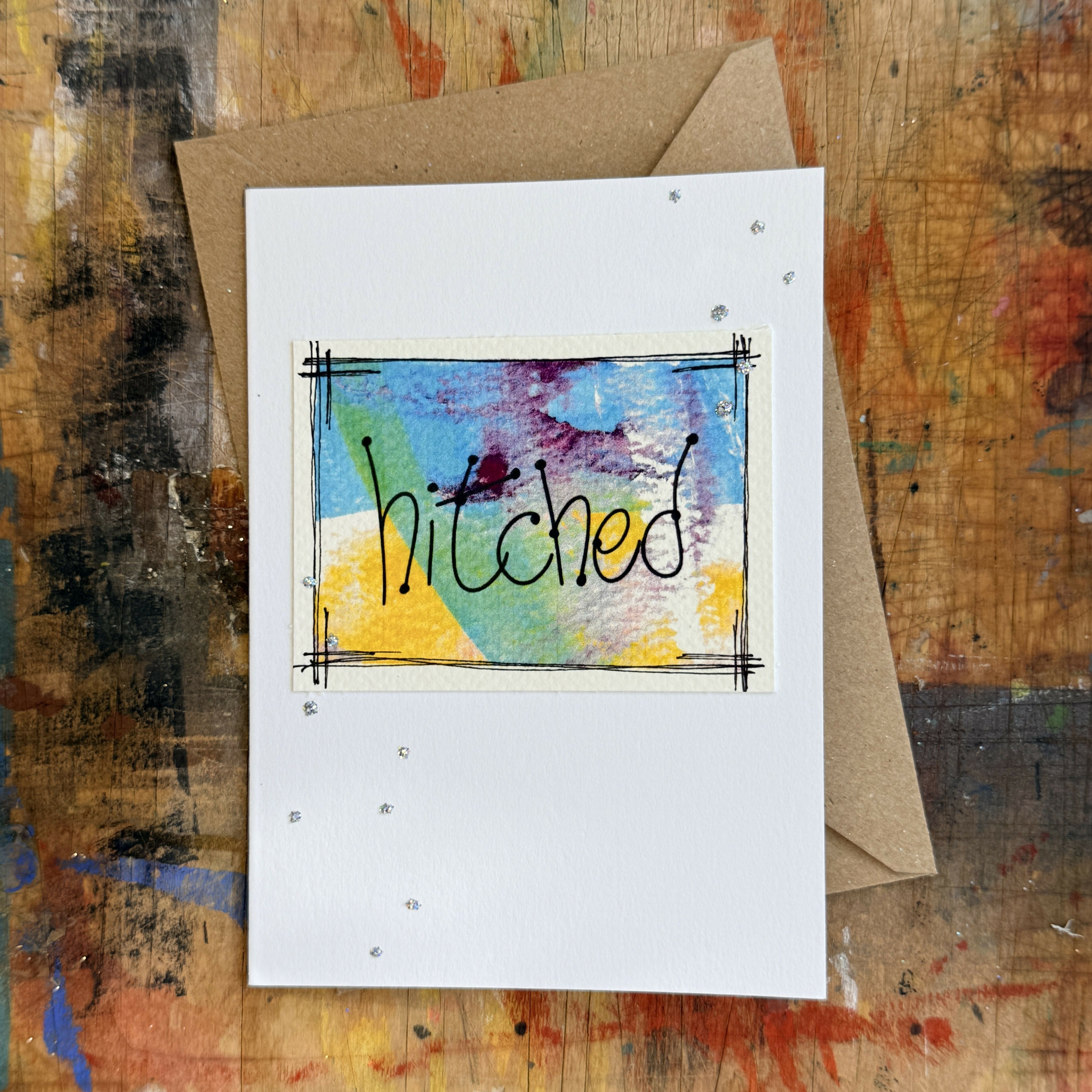 Abstract Hitched Card in Blue