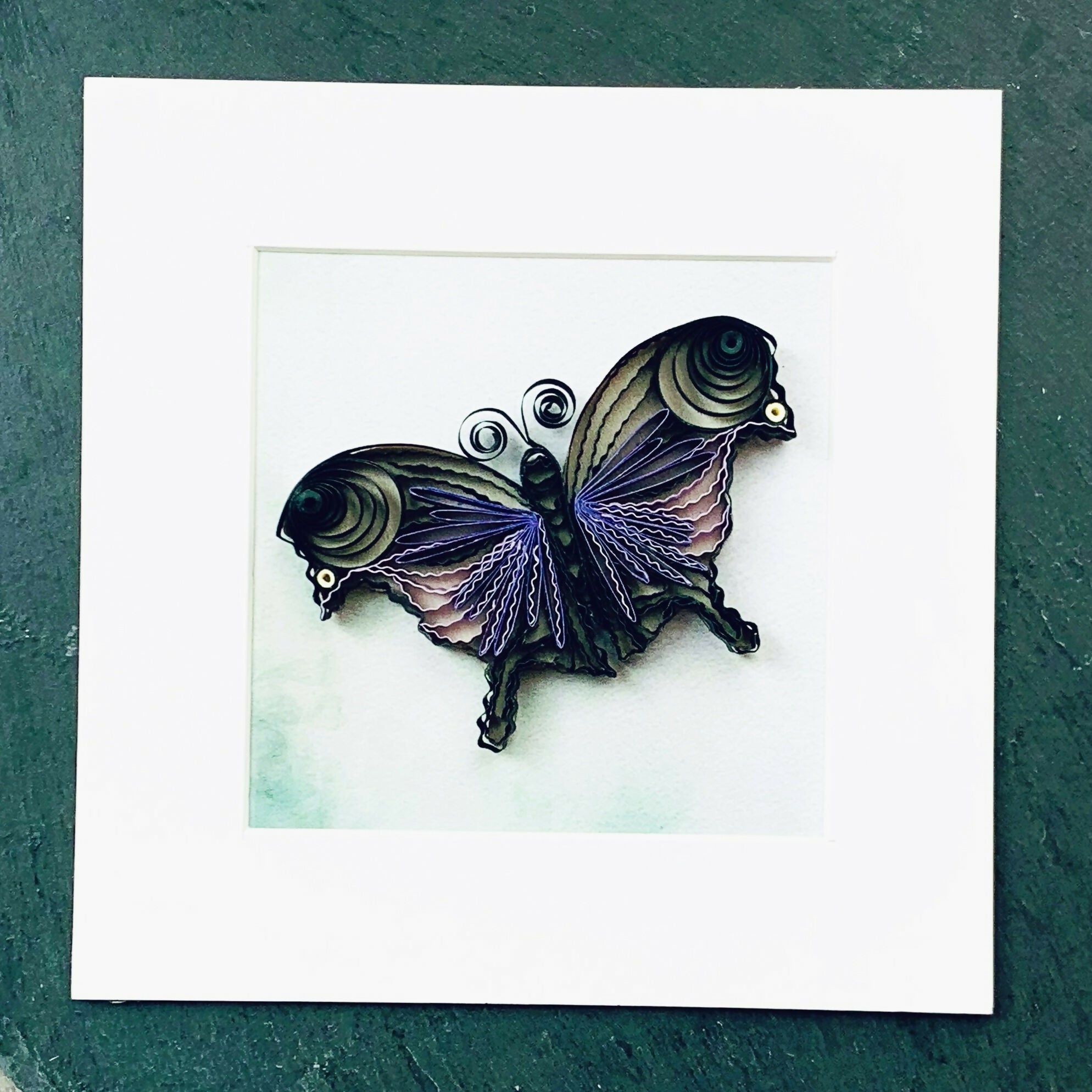 Handmade Paper Quilling Butterfly with White Framed