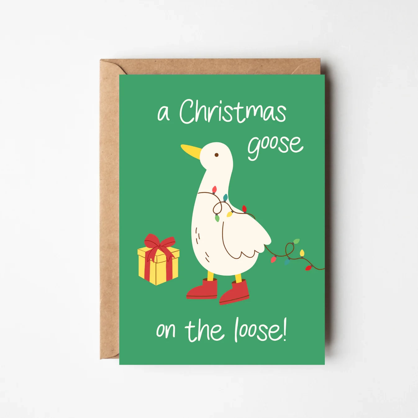 A CHRISTMAS GOOSE GREETINGS CARD