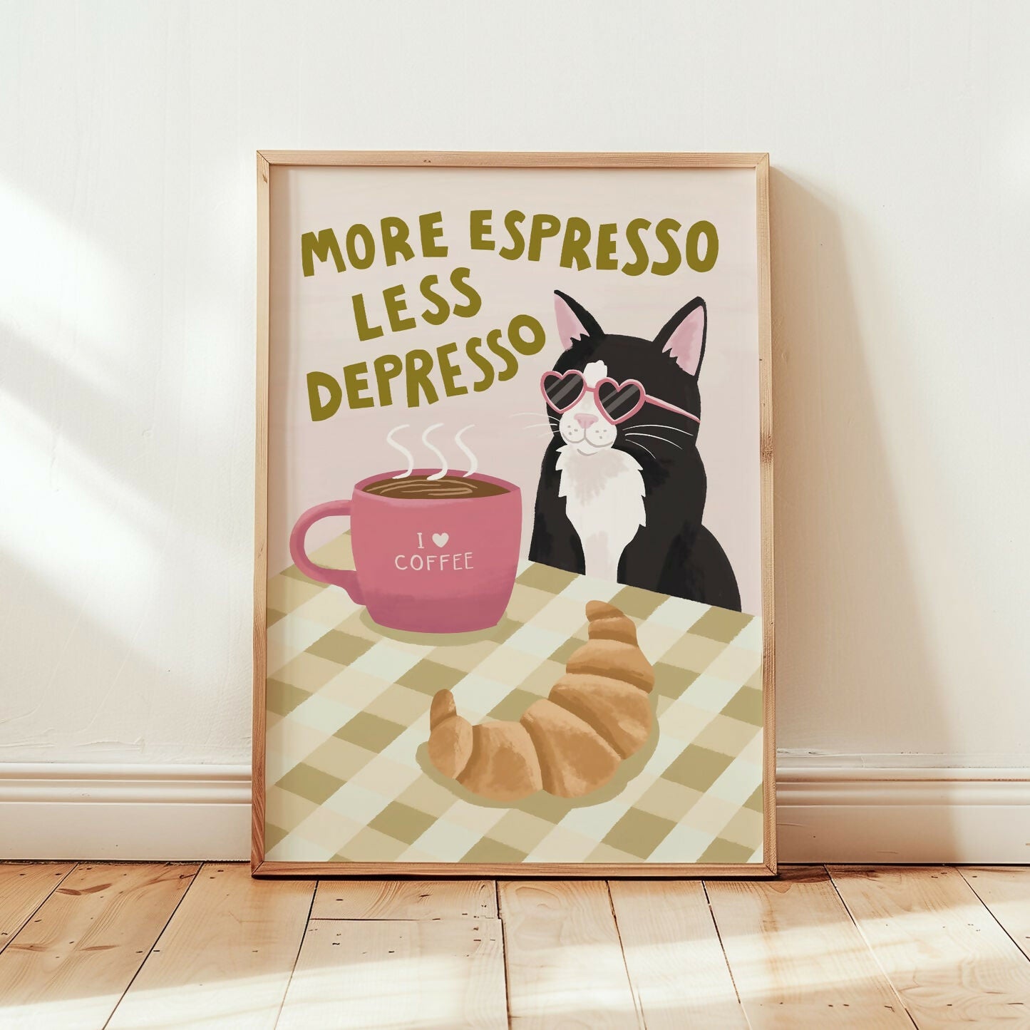More Espresso Less Depresso Cat Print