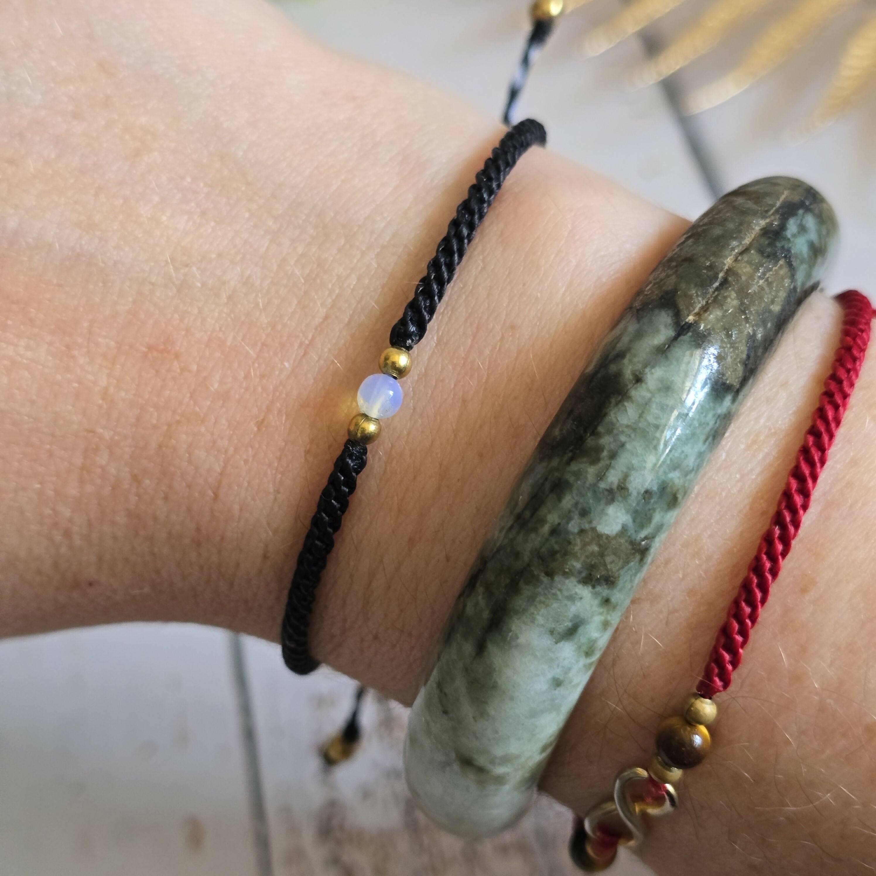 Moonstone Birthstone Bracelet; Single Crystal Macrame Adjustible June Gift Bracelet