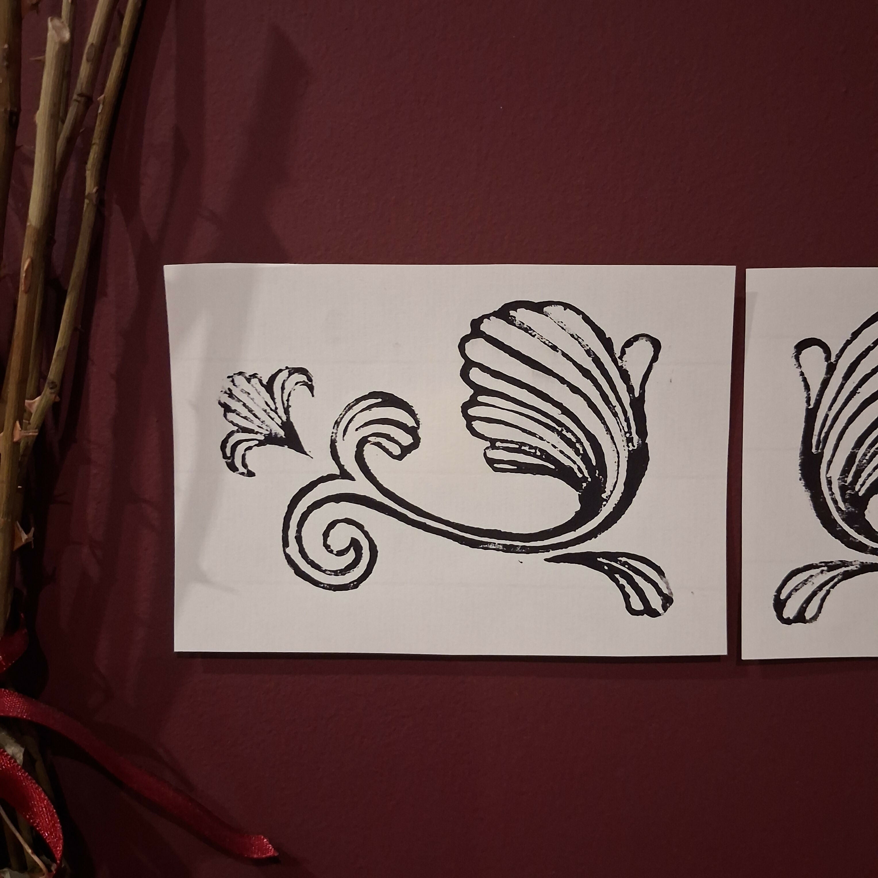Small Swirl Linoprint, Left