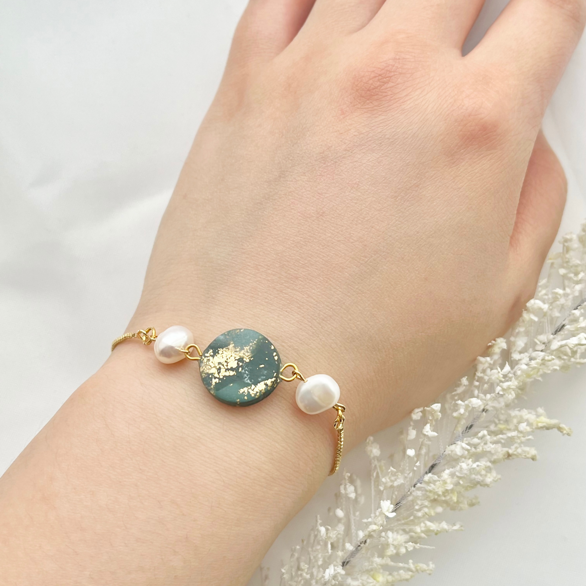 Clay and Pearl Bracelets - Handmade Polymer Clay Bracelets