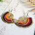 Sunset Macrame Earrings; Golden Spiral Knotted Cord Boho Red Orange Yellow Earrings