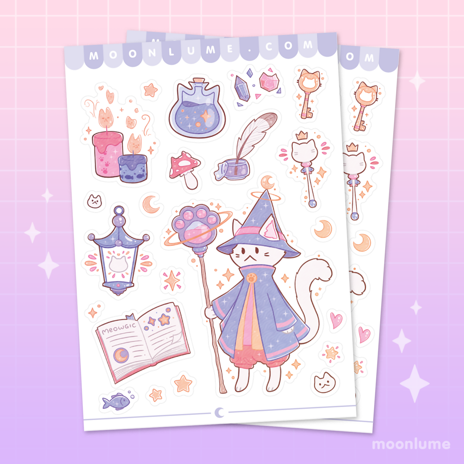 Vinyl Sticker Sheet - Cat Wizard
