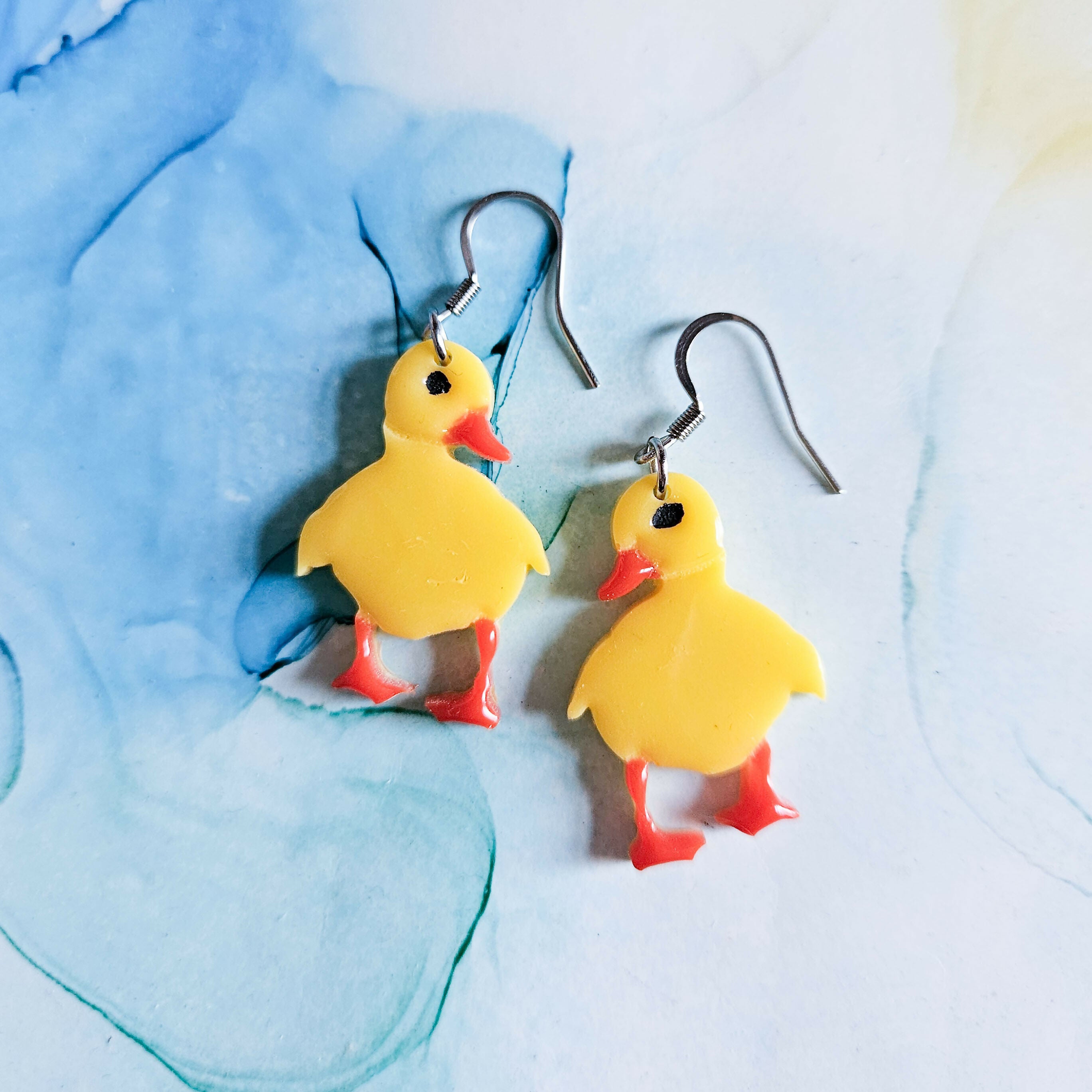Handmade Resin Chicks Dangle Earrings