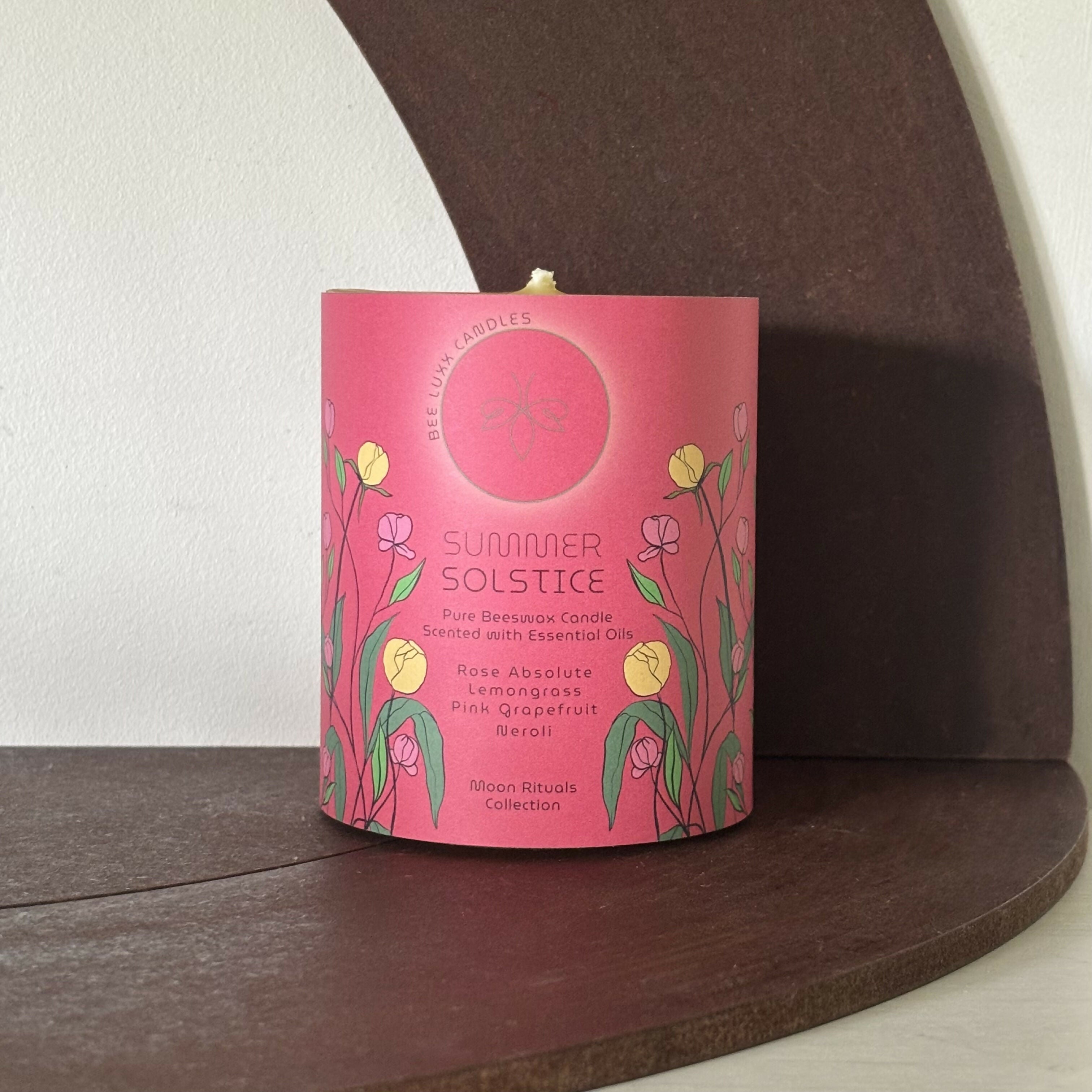 Summer Solstice - 100% Natural Essential Oil & Beeswax Pillar Candle
