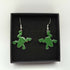 Dark Green Enamel Frog Earrings