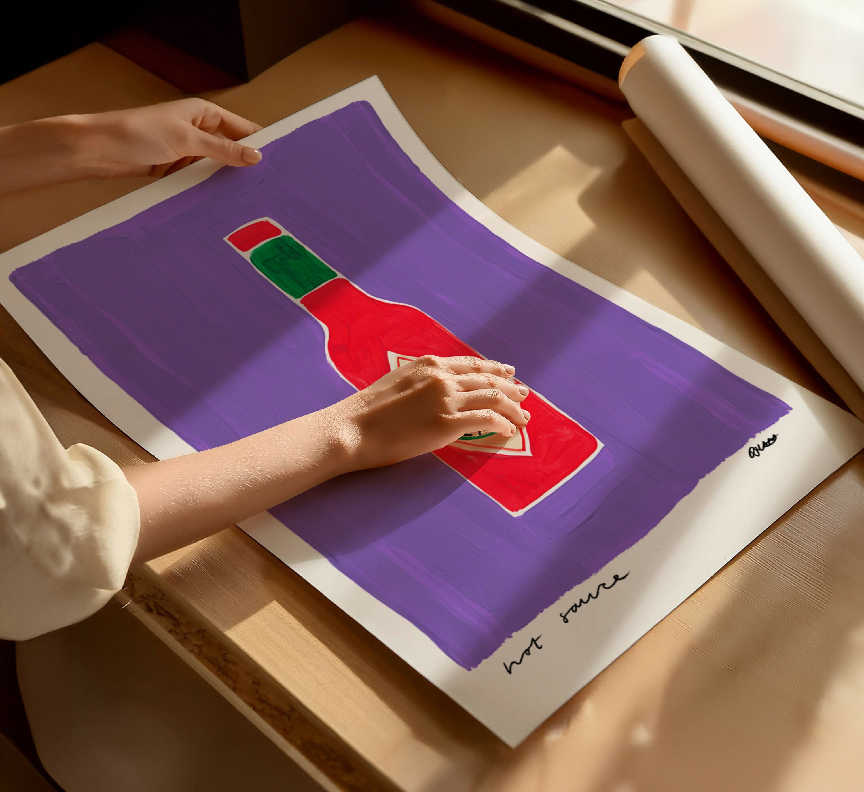 Hot Sauce Hand Painted Art Print