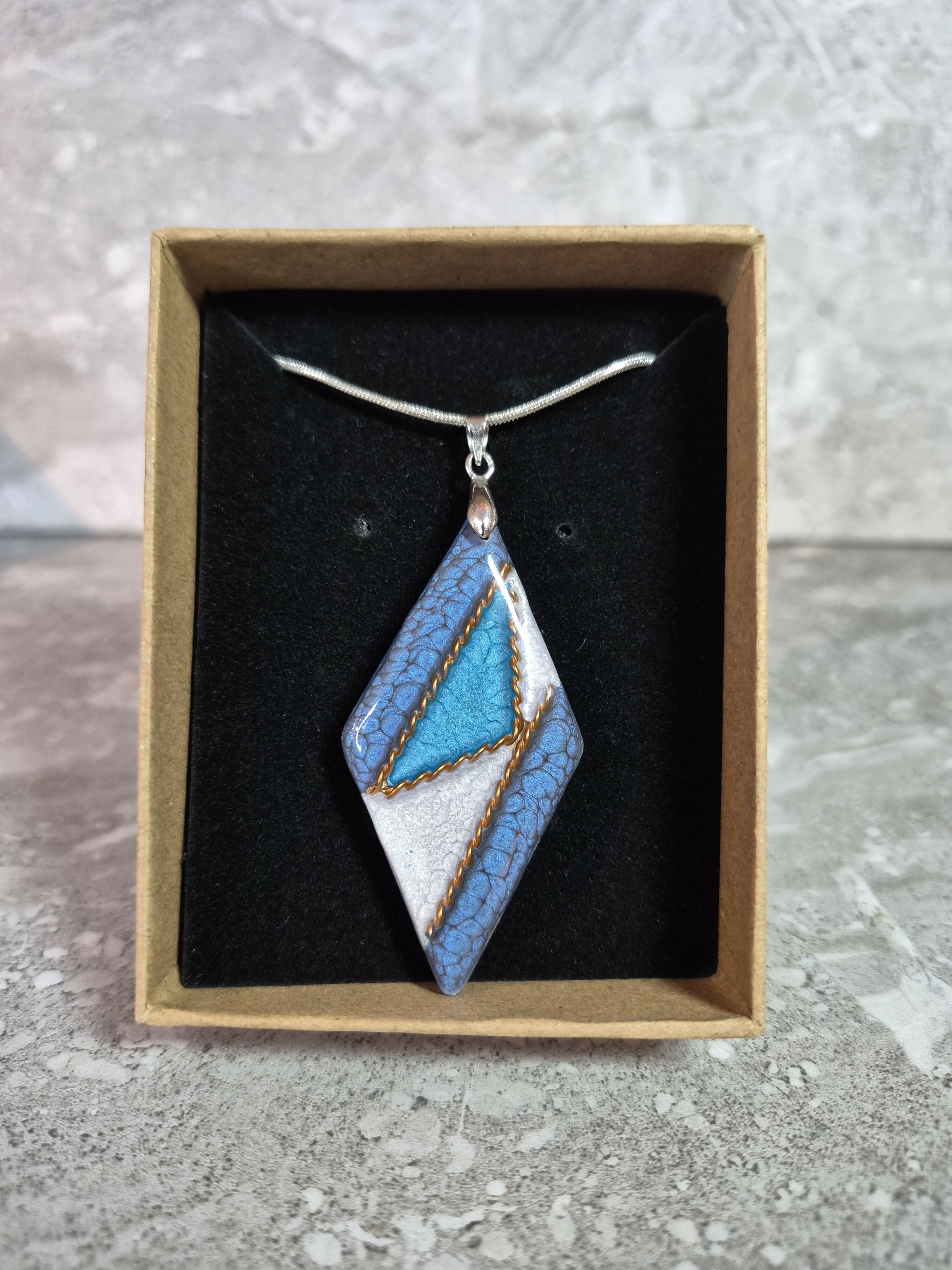 Unique Double Sided, Hand Crafted, Geometric Diamond Pendant