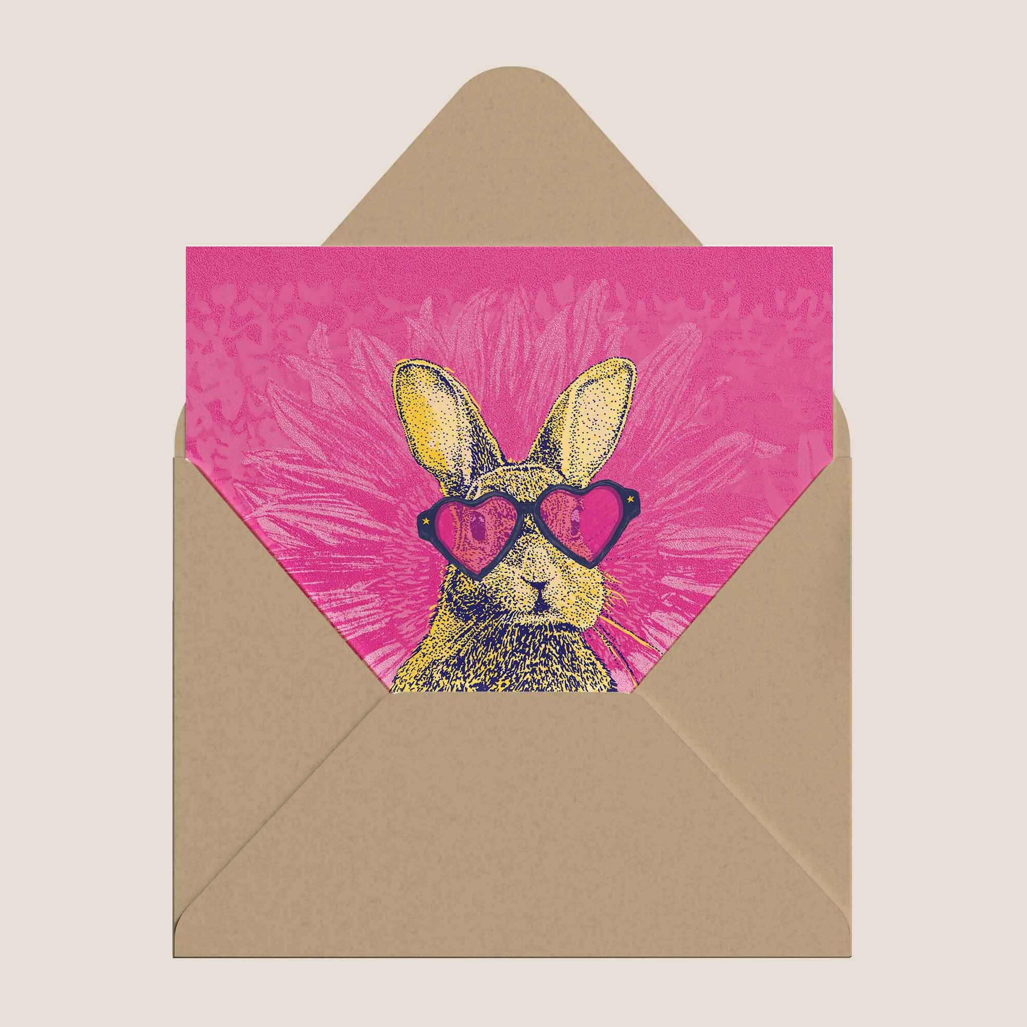 Bunny with Heart Sunglasses – Illustrated Greeting Card