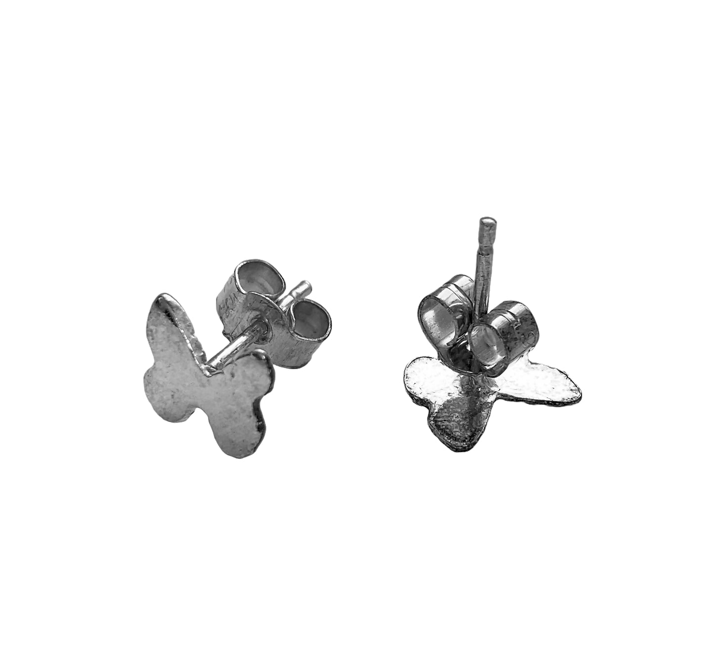 Butterfly Earrings: Mini Studs – Handmade from Recycled Fine Silver and on Sterling Silver Stud Posts
