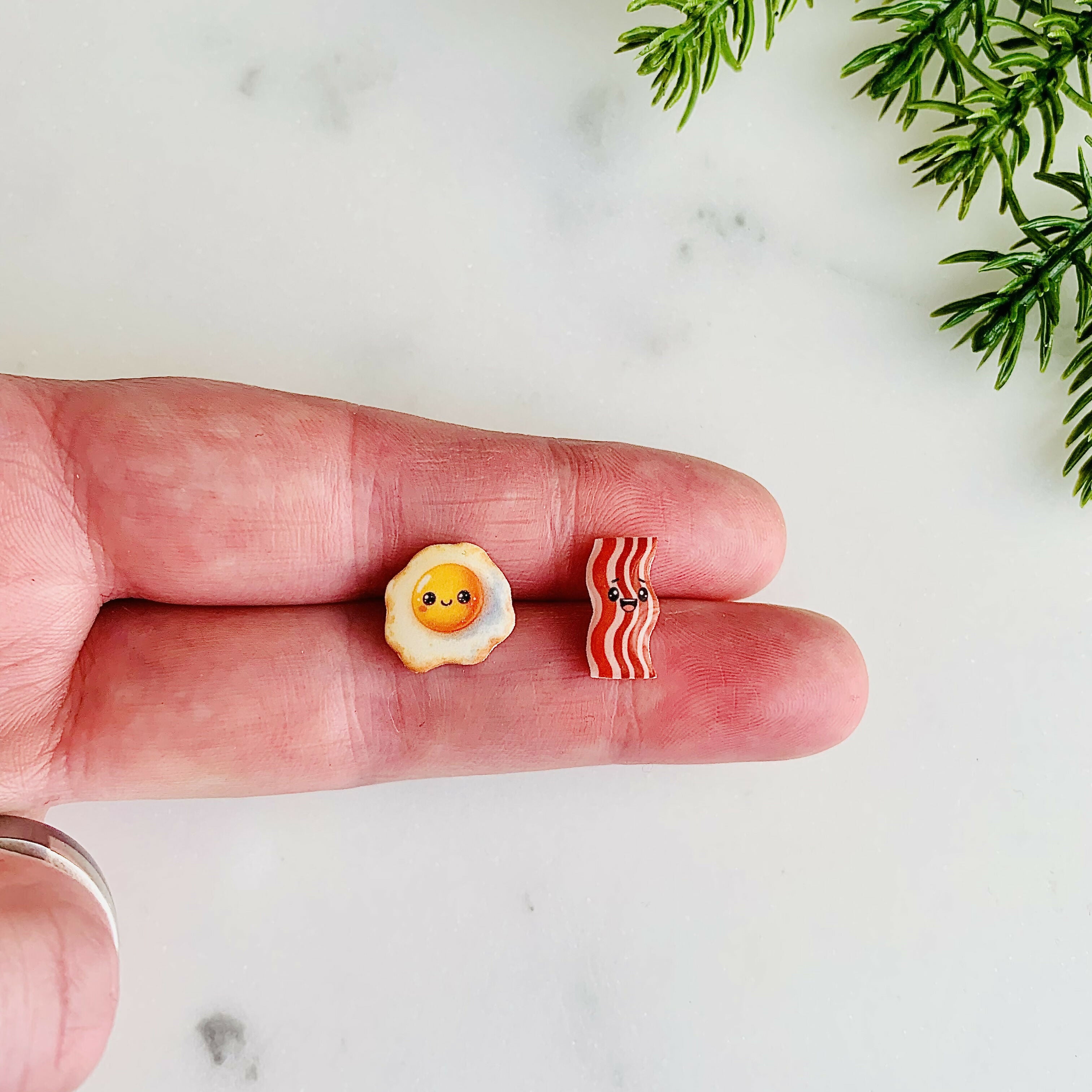 Egg & Bacon Mismatched Stud Earrings