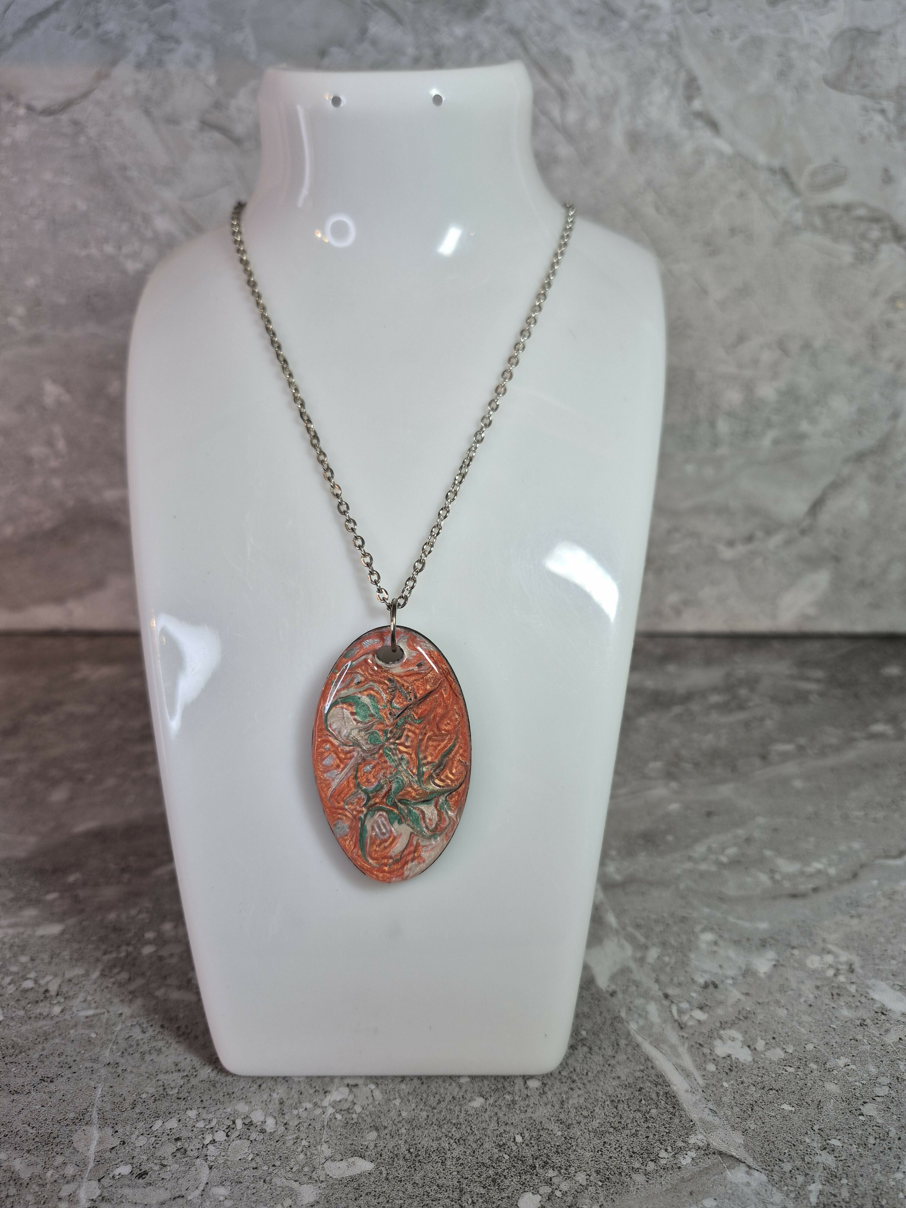 Unique Hand Crafted, Ripple Effect, Oval Pendant