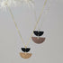 Geometric Necklace with Matte Black Charm and Gold Half Moon on Fine Gold Plated Chain