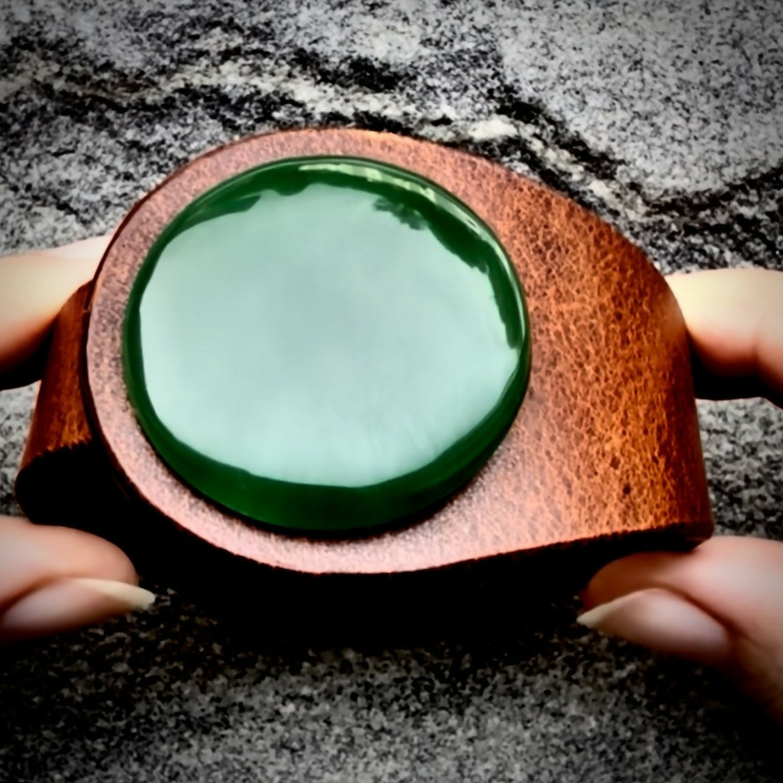 Handcrafted Natural Leather & Nephrite Jade Gemstone Bracelet - Size S or M