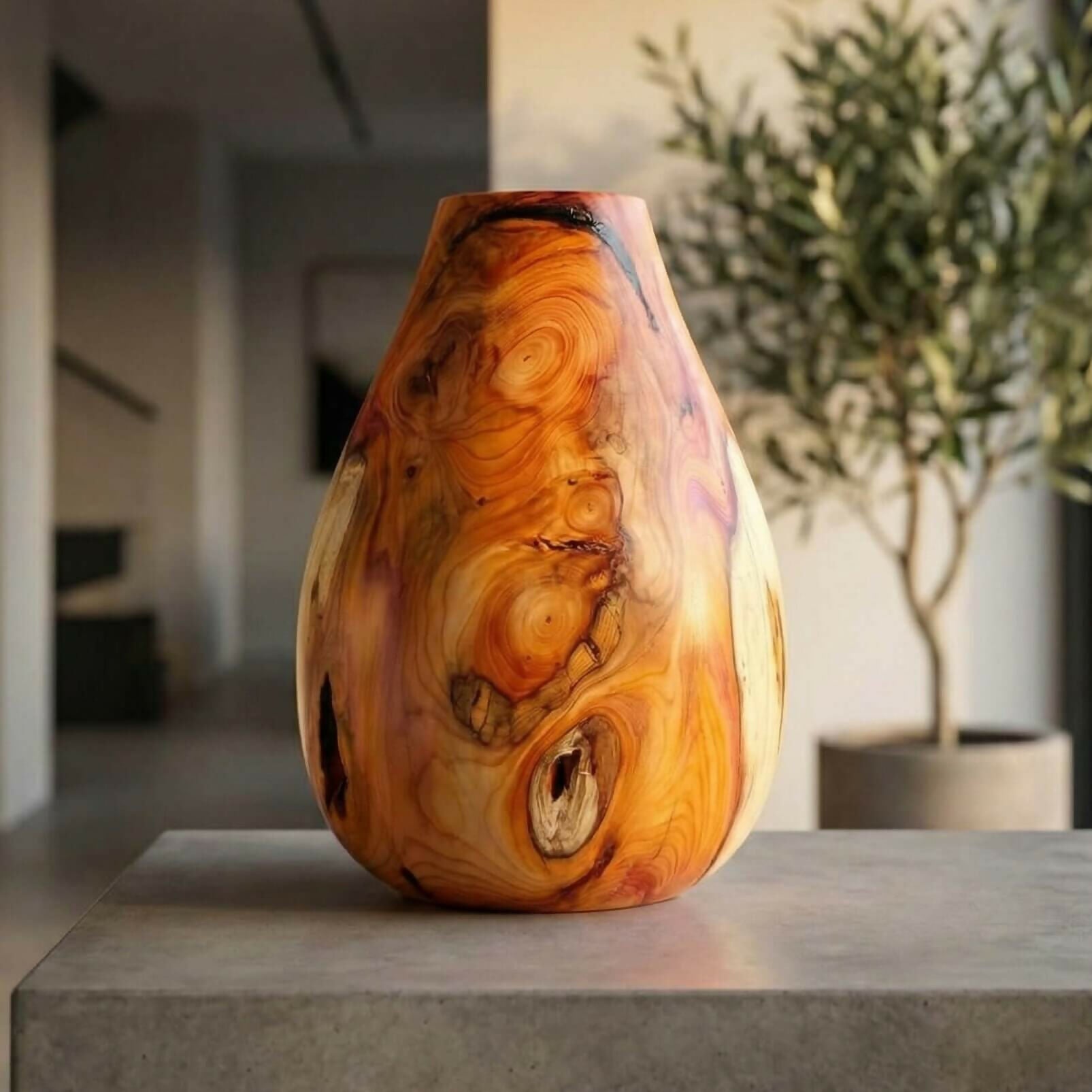 English Yew Hollow Form | Sculptured Wood Art Vessel