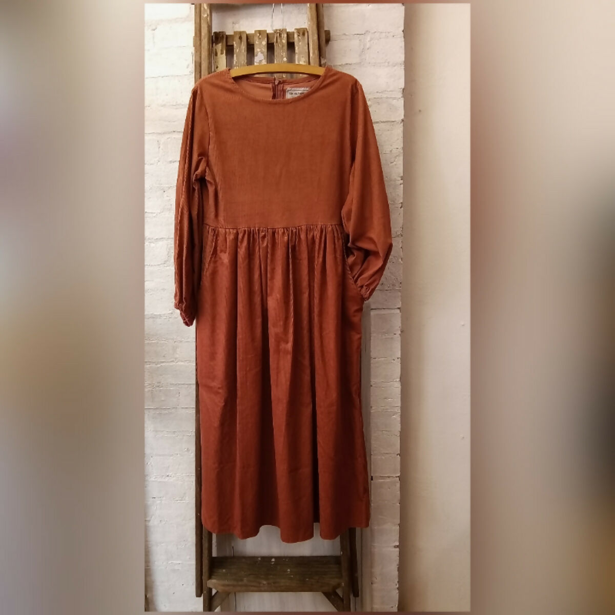 MAPLE CORDOUROY LONG SLEEVE PAINTER'S DRESS