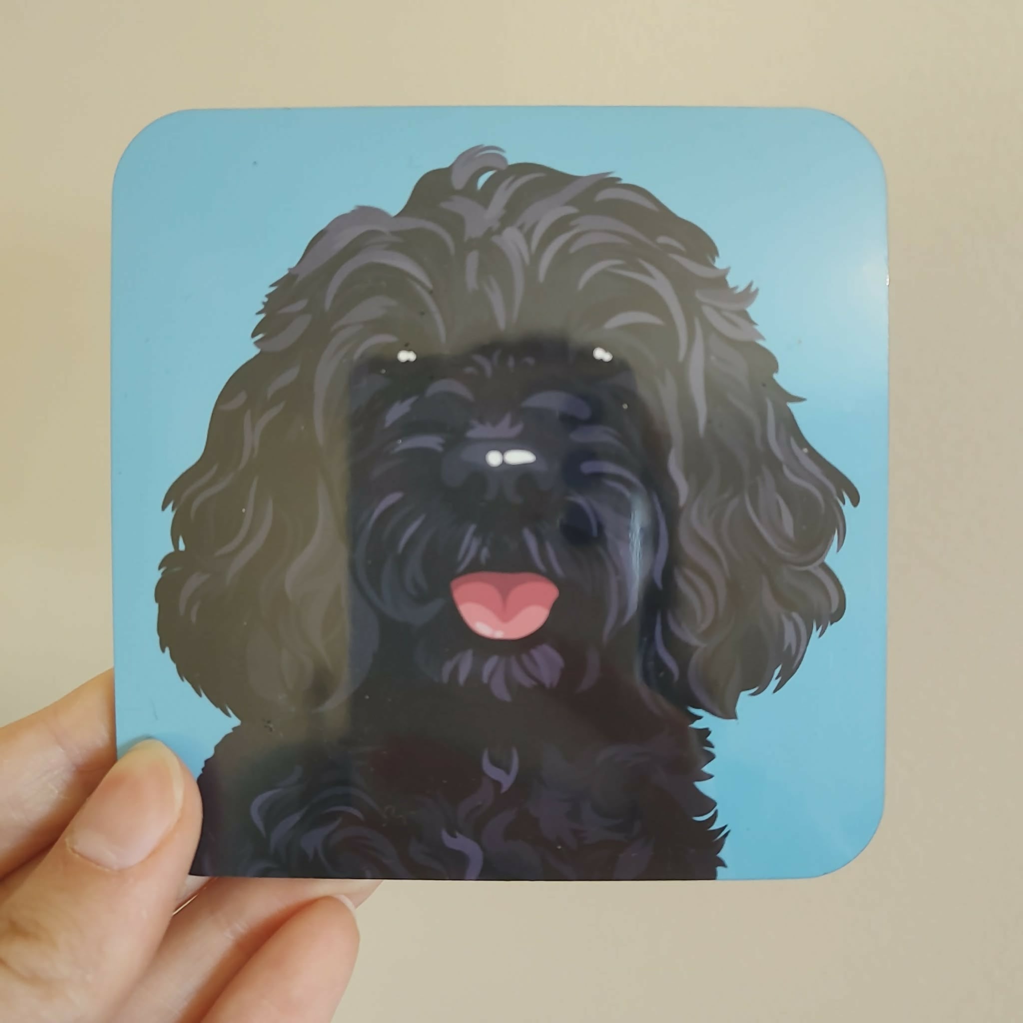 Cockapoo Black Blue Dog Coaster