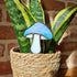Iridescent Blue Mushroom Stained Glass Plantstake
