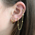 Tiny Star Cubic Zirconia Gold Double Chain Earrring on Gold Plated Ball Stud