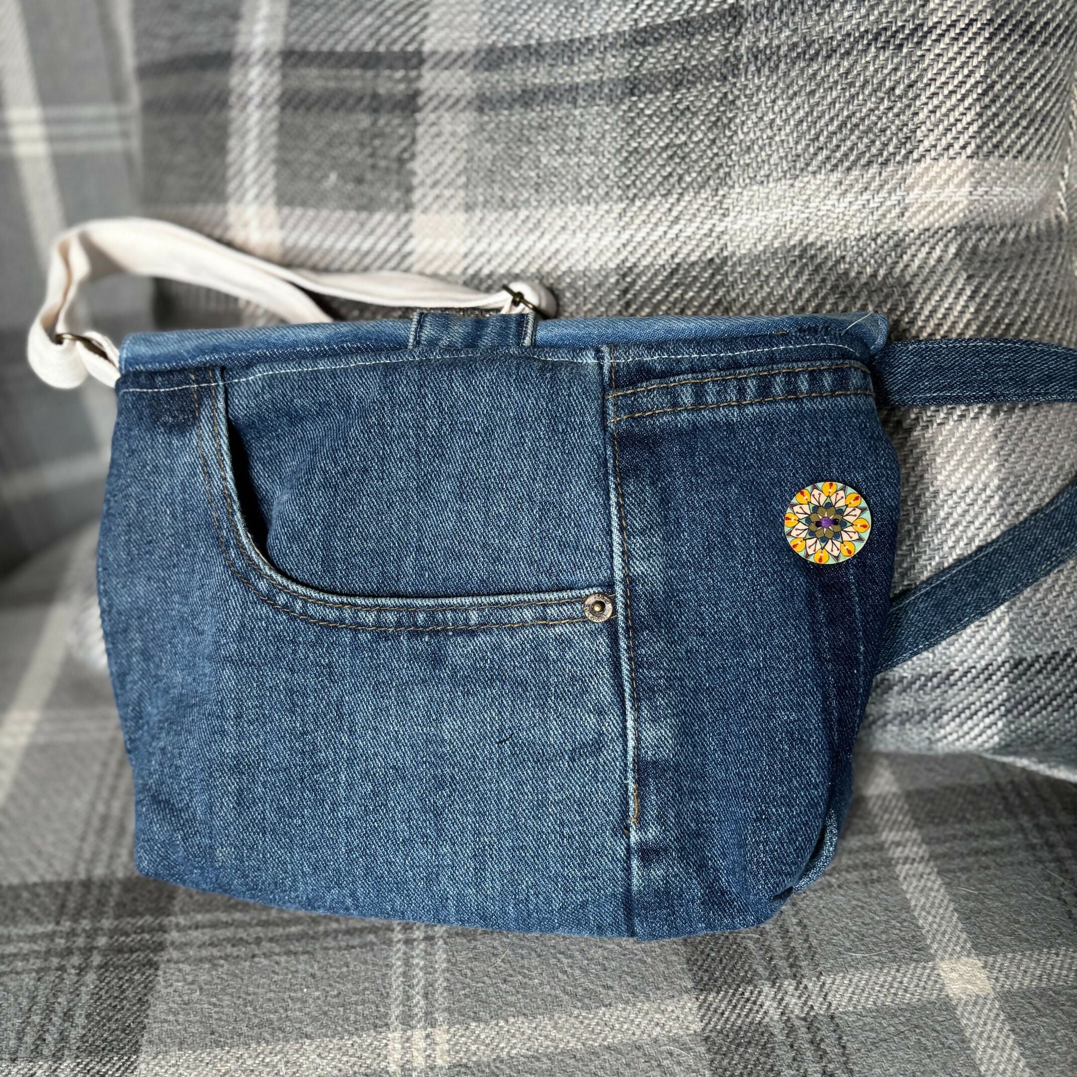 Unique Bag Handbag Made From Upcycled Jeans With Adjustable strap