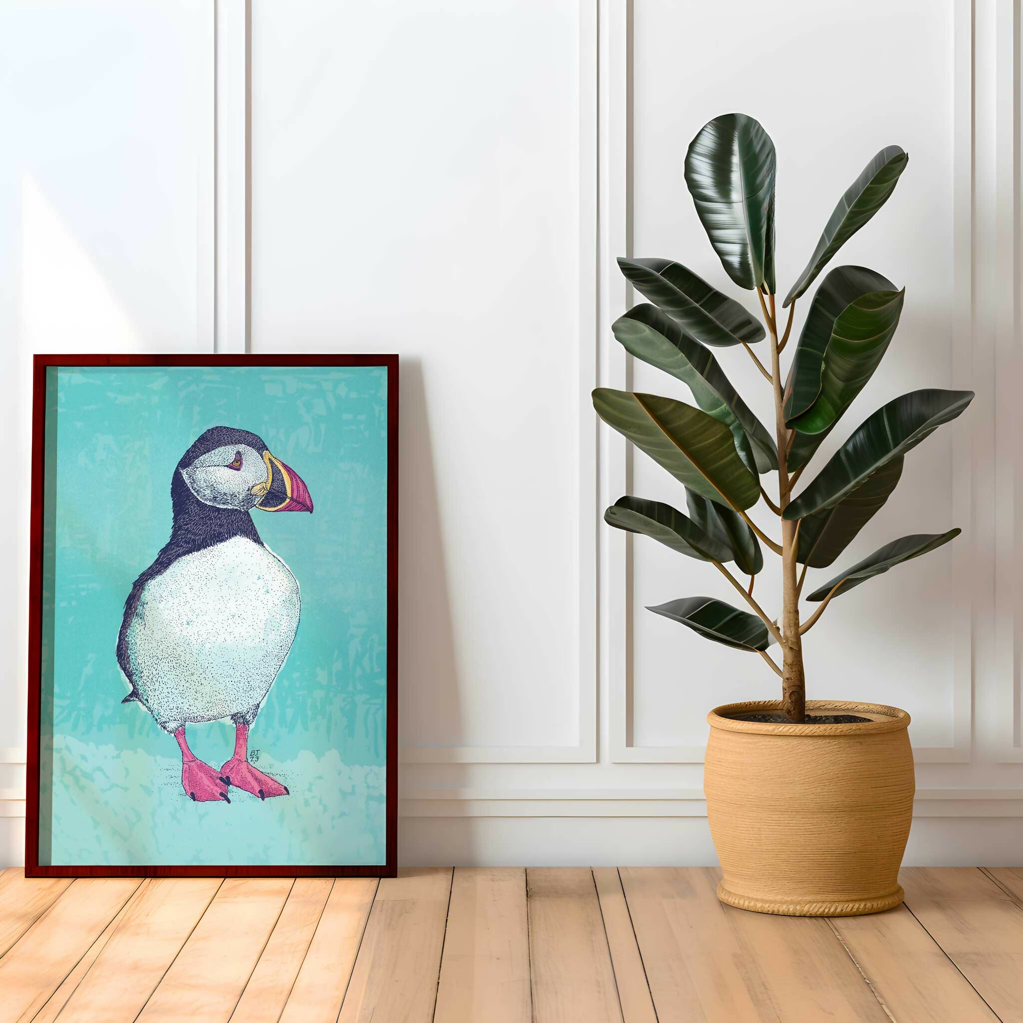 Puffin – A2 Framed Giclée Art Print