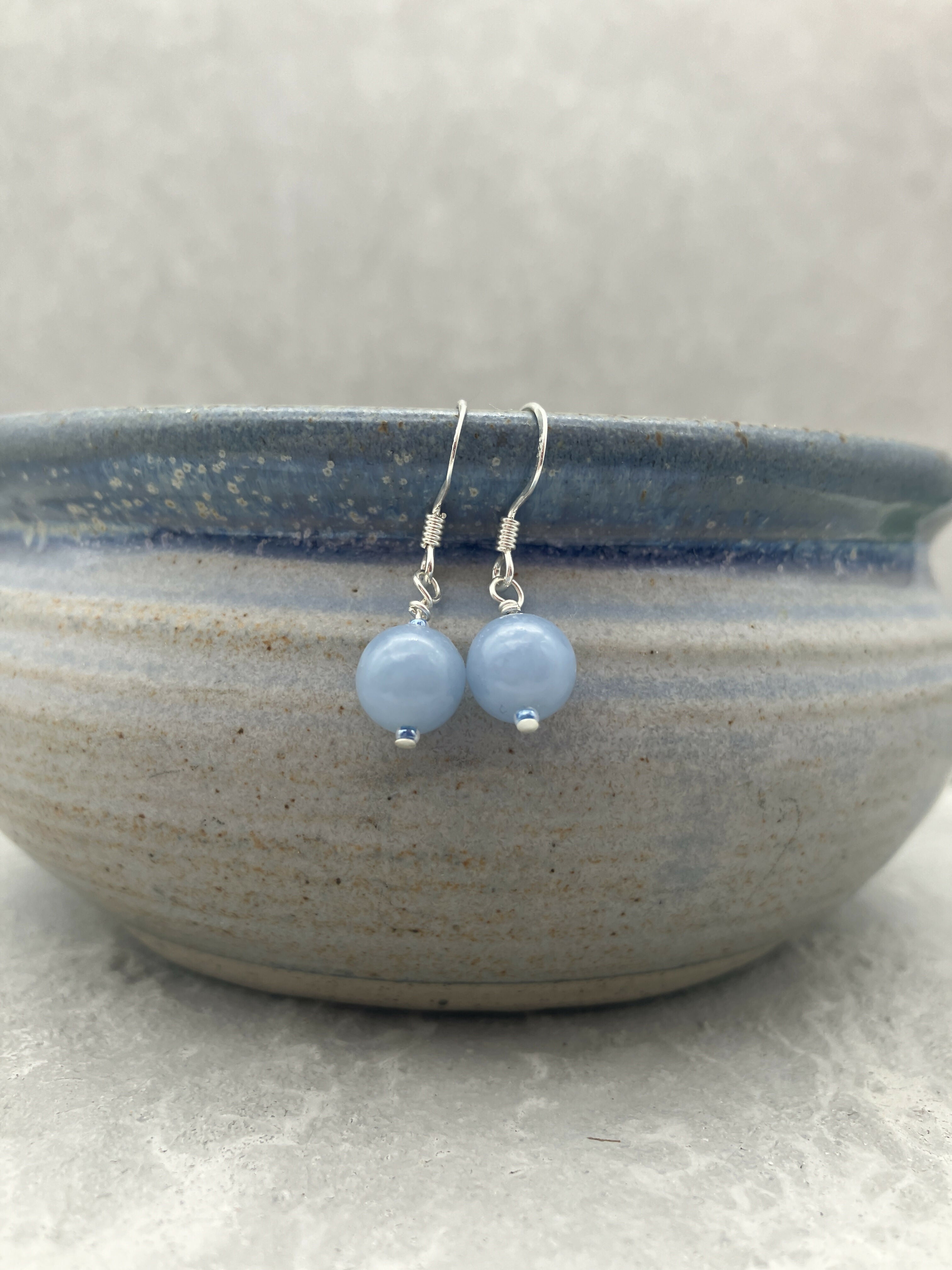 Gemstone Drop Earrings - Angelite Pale Blue