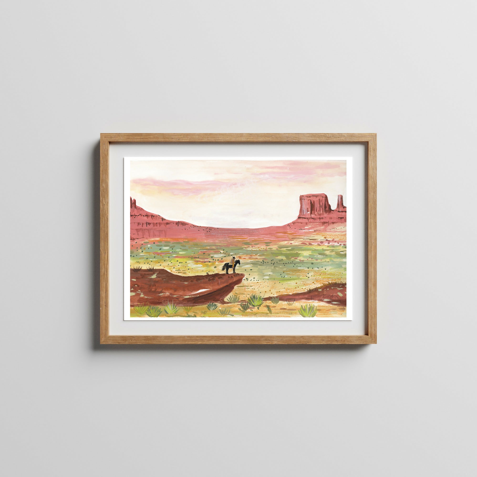 Cowboy Landscape Art Print
