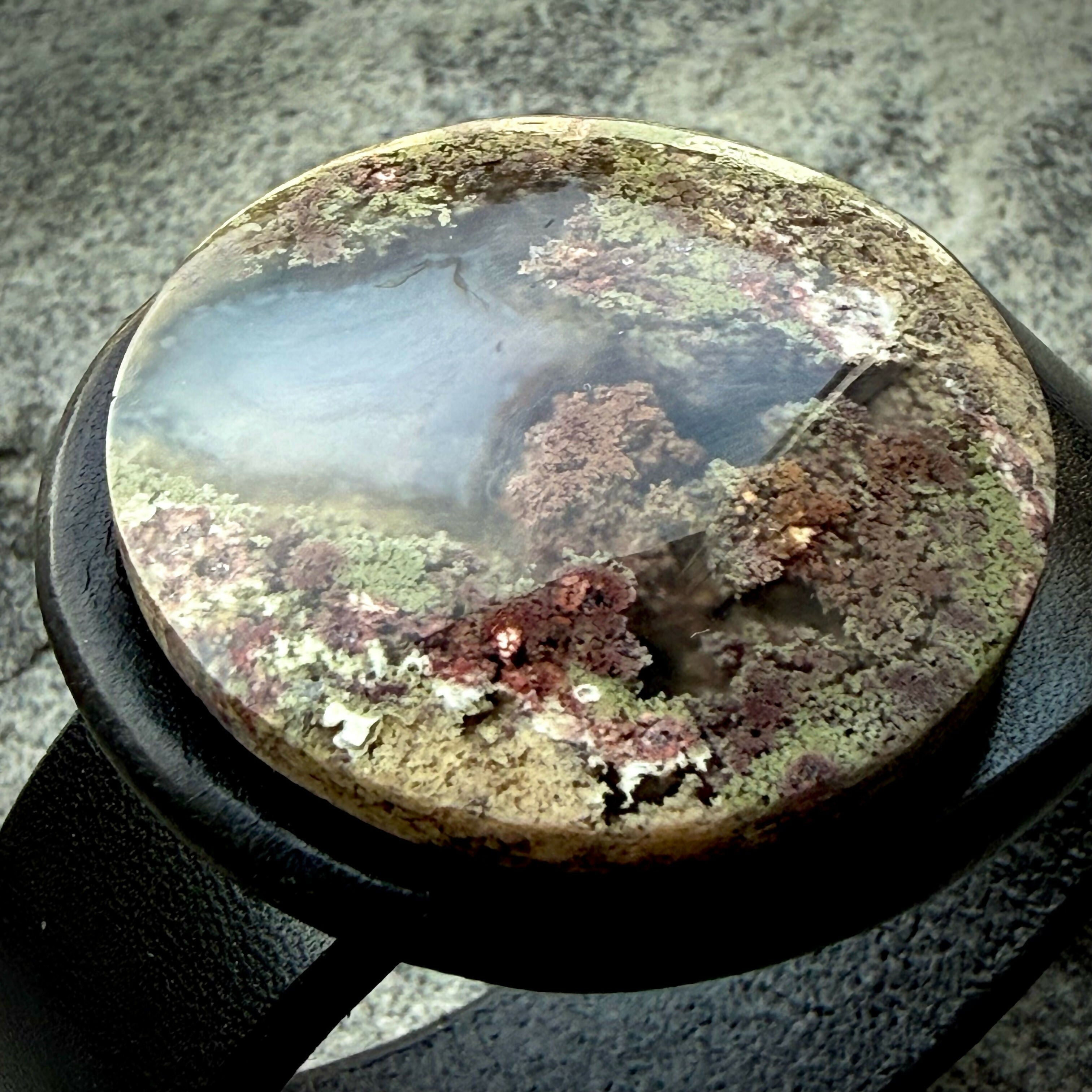 Handcrafted Natural Leather & Scenic Moss Agate Gemstone Bracelet - Size S or M