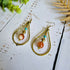 Gold Wire Crystal Earrings; Turquoise & Orange Agate Bohemian Teardrop Earrings