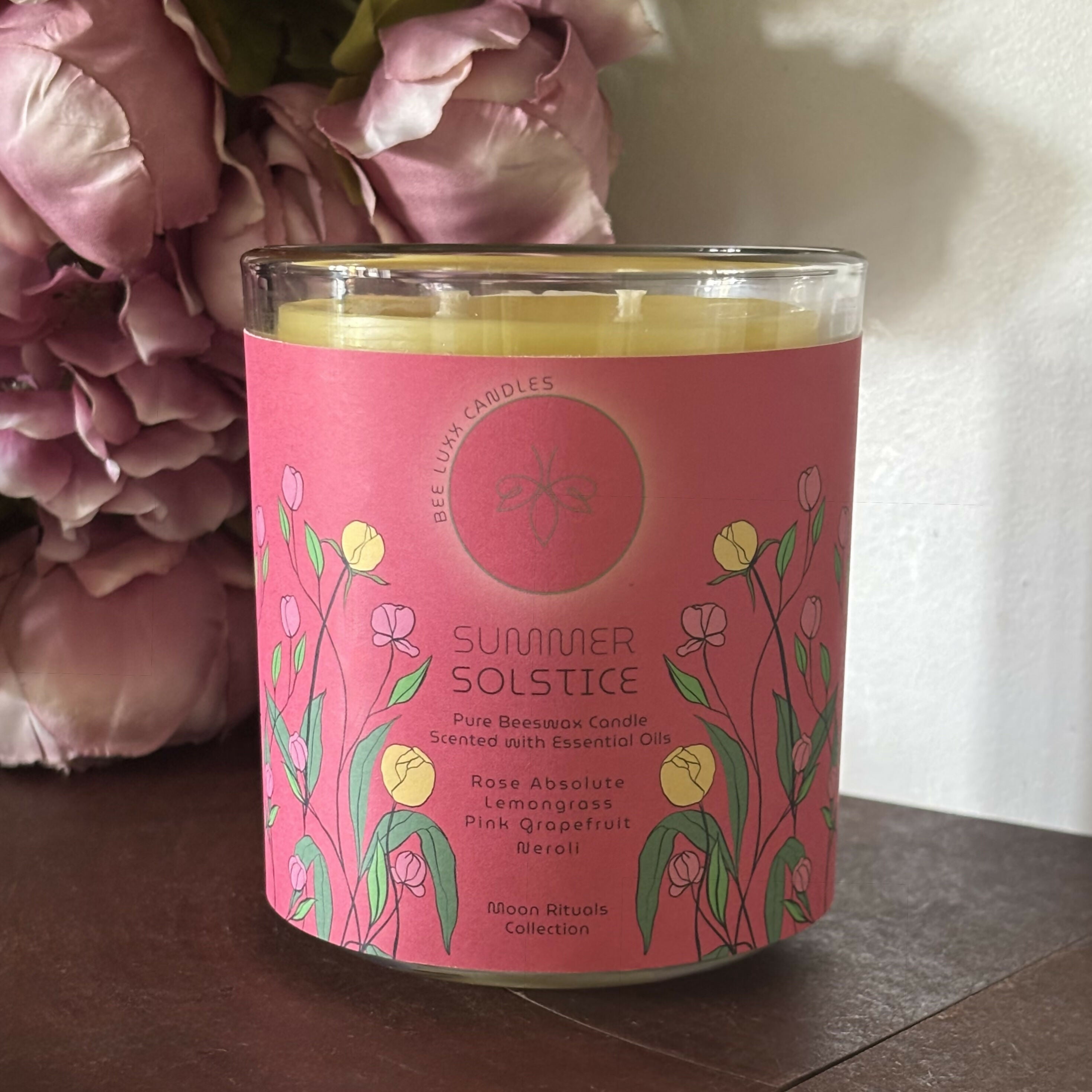 Summer Solstice - 100% Natural Essential Oil & Beeswax Candle In Glass Jar