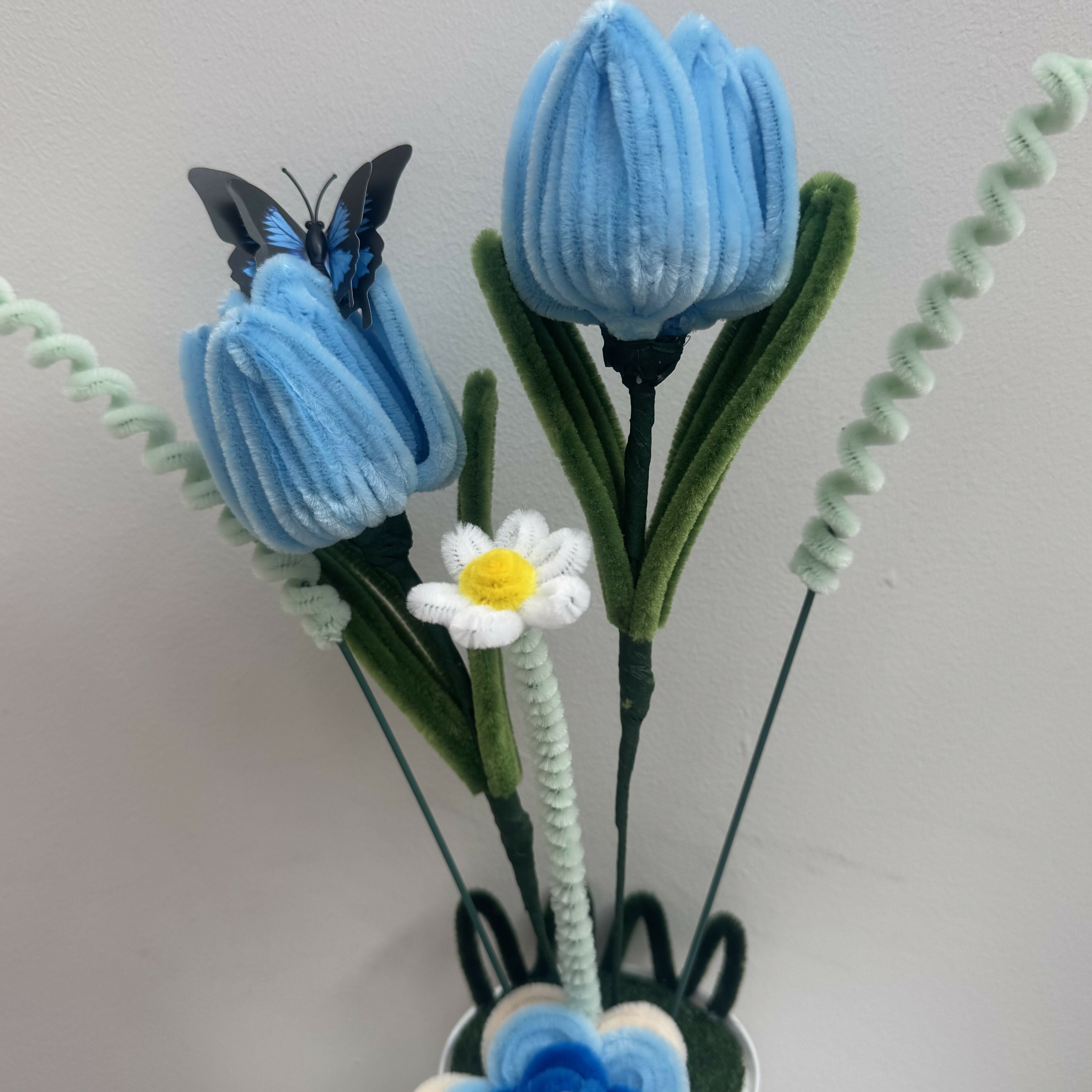 Handmade Chenille Tulip Arrangement in Ceramic Pot