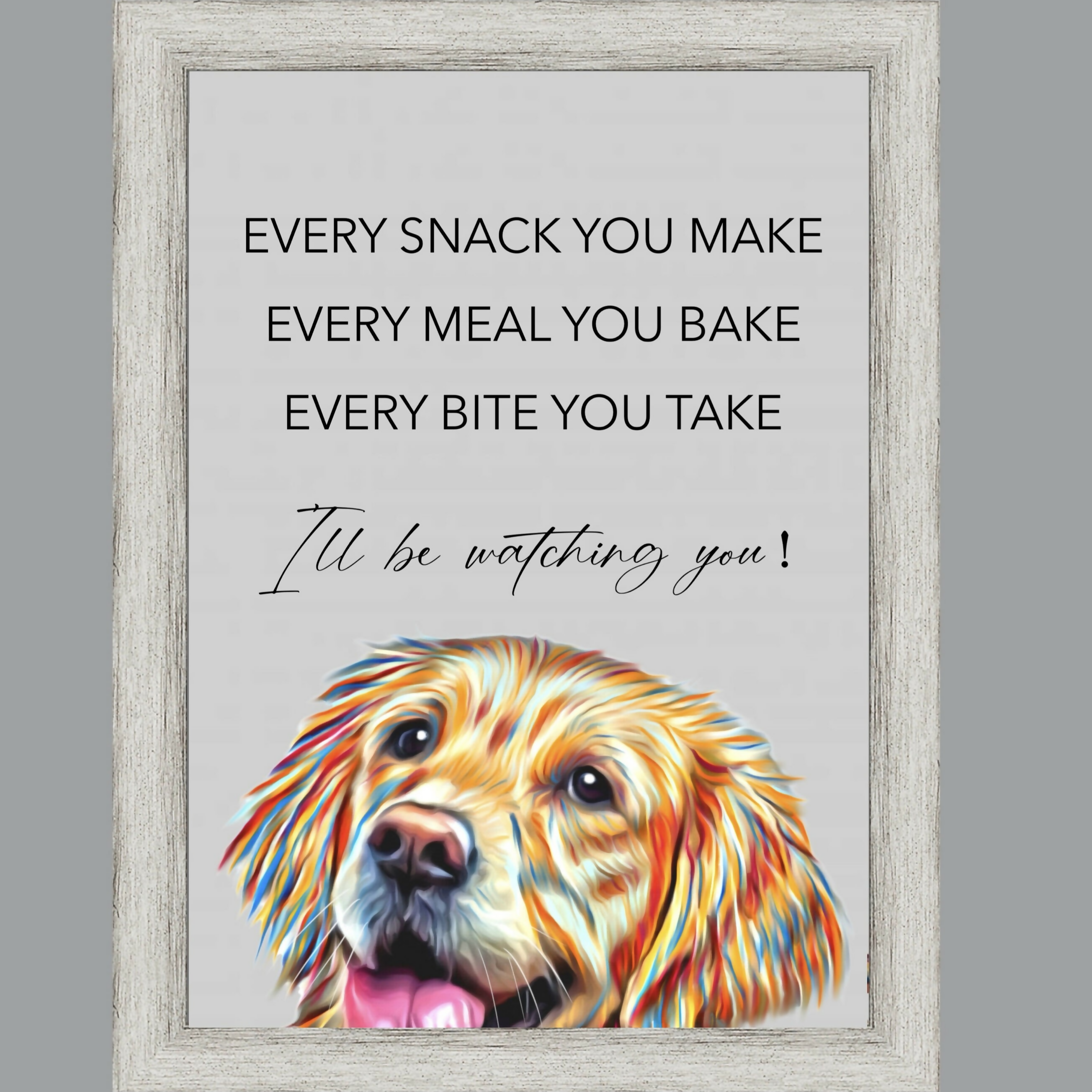 GOLDEN RETRIEVER DOG “Watching You” FRAMED ARTWORK.