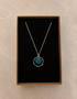 Teal Polymer Clay & Silver Circle Pendant Necklace