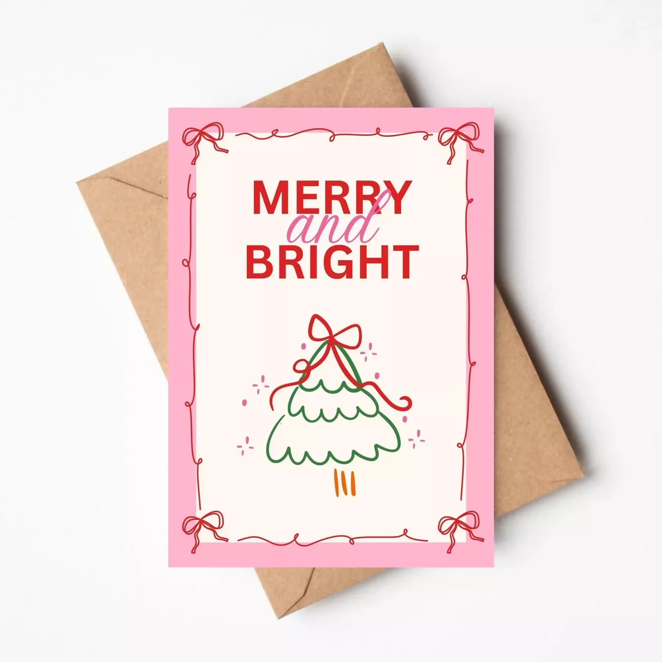 MERRY AND BRIGHT CHRISTMAS GREETINGS CARD