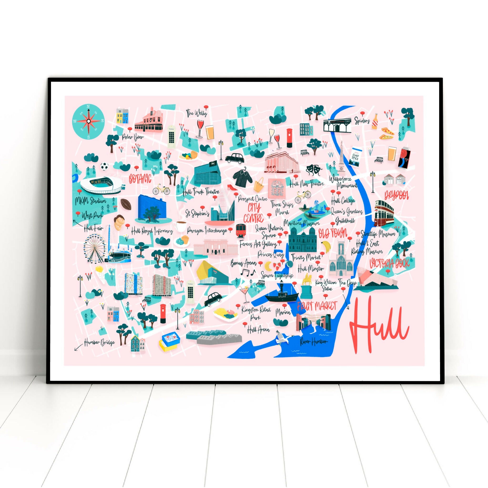 Hull Map Art Print