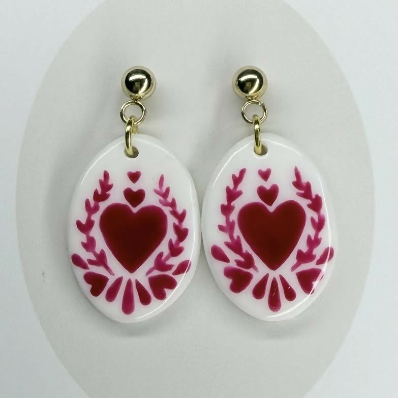 Hearts Polymer Clay Earrings