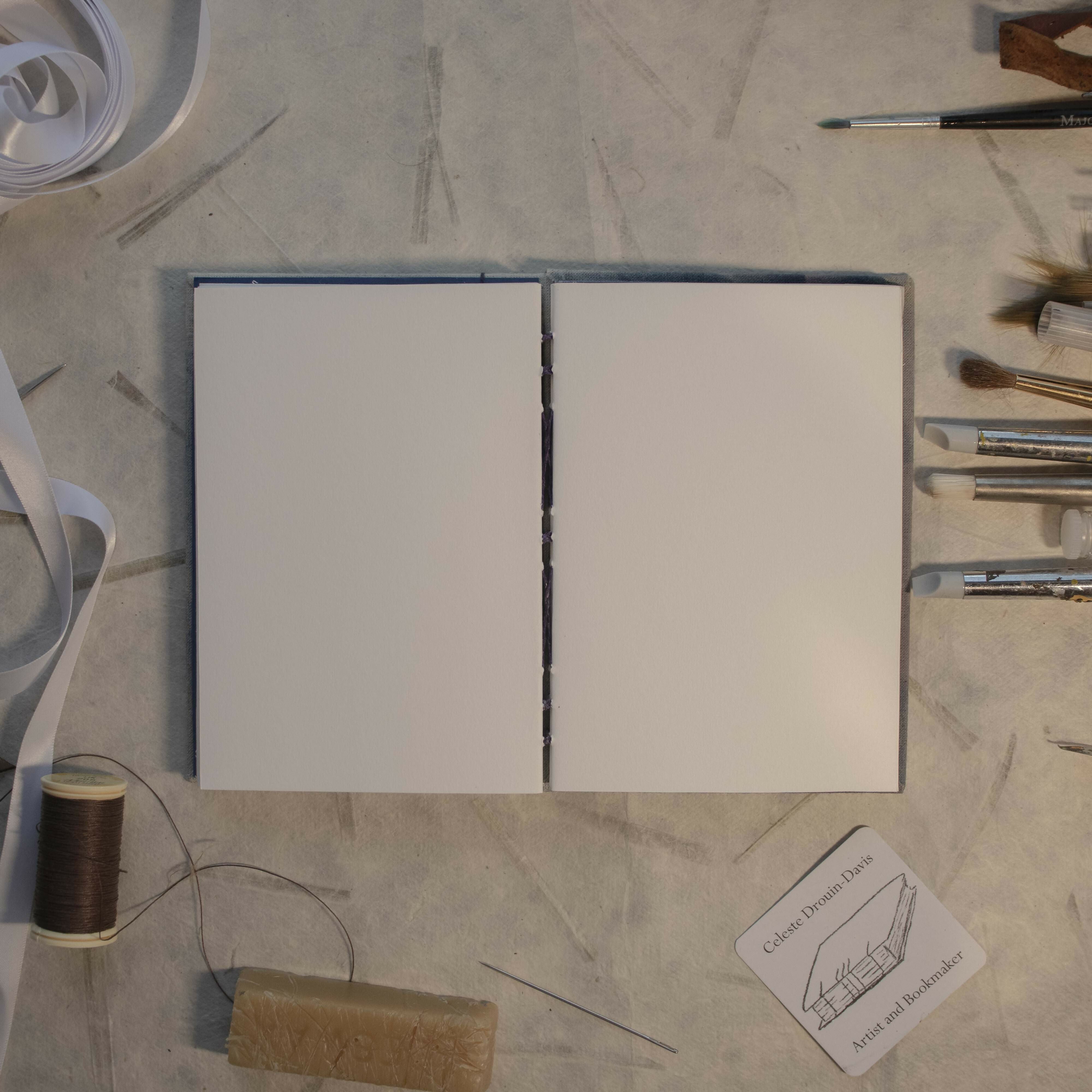 Handmade Artists Sketchbook with Cyanotype Cover and internal pocket