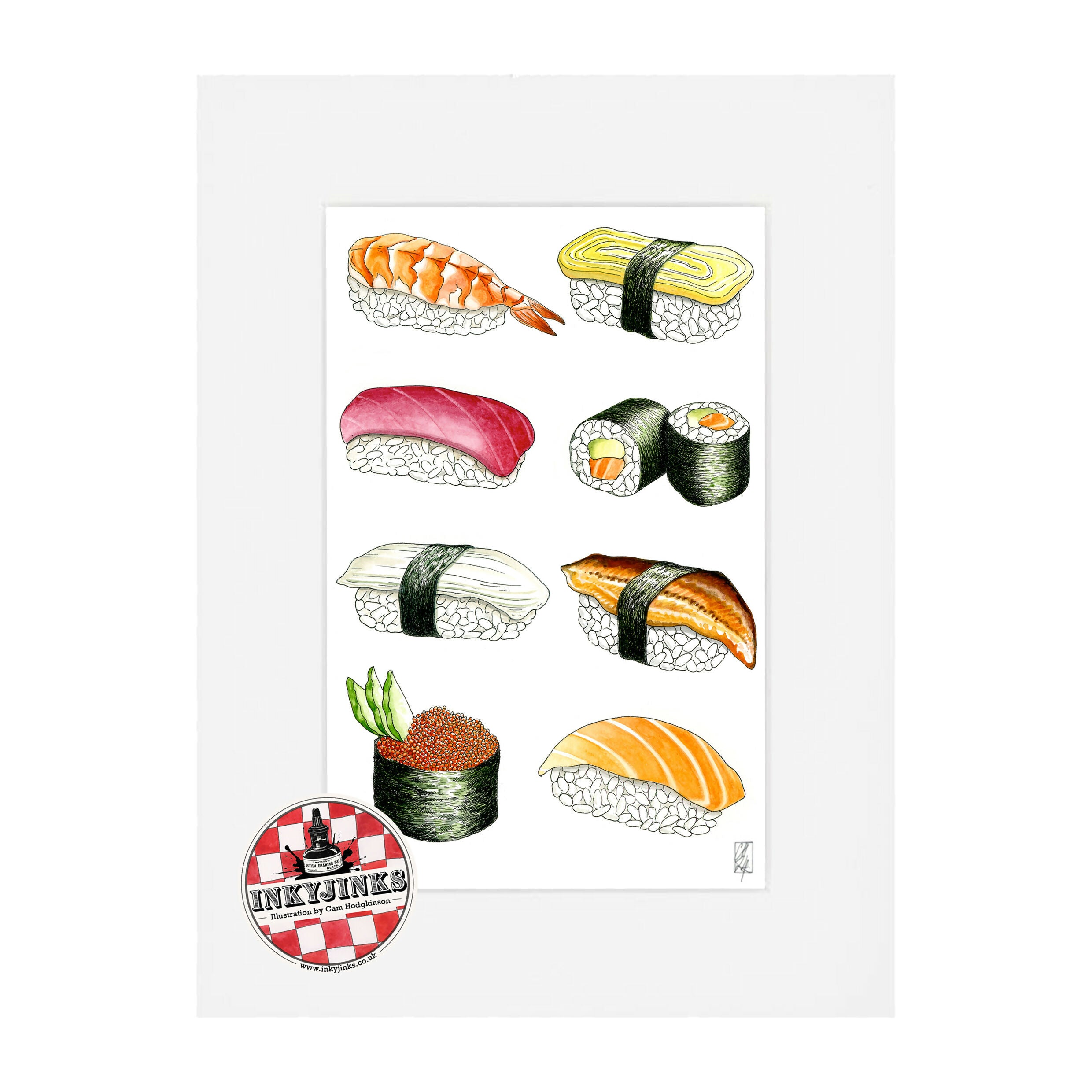 10”x 8” Mounted and Backed Giclée Print of Sushi