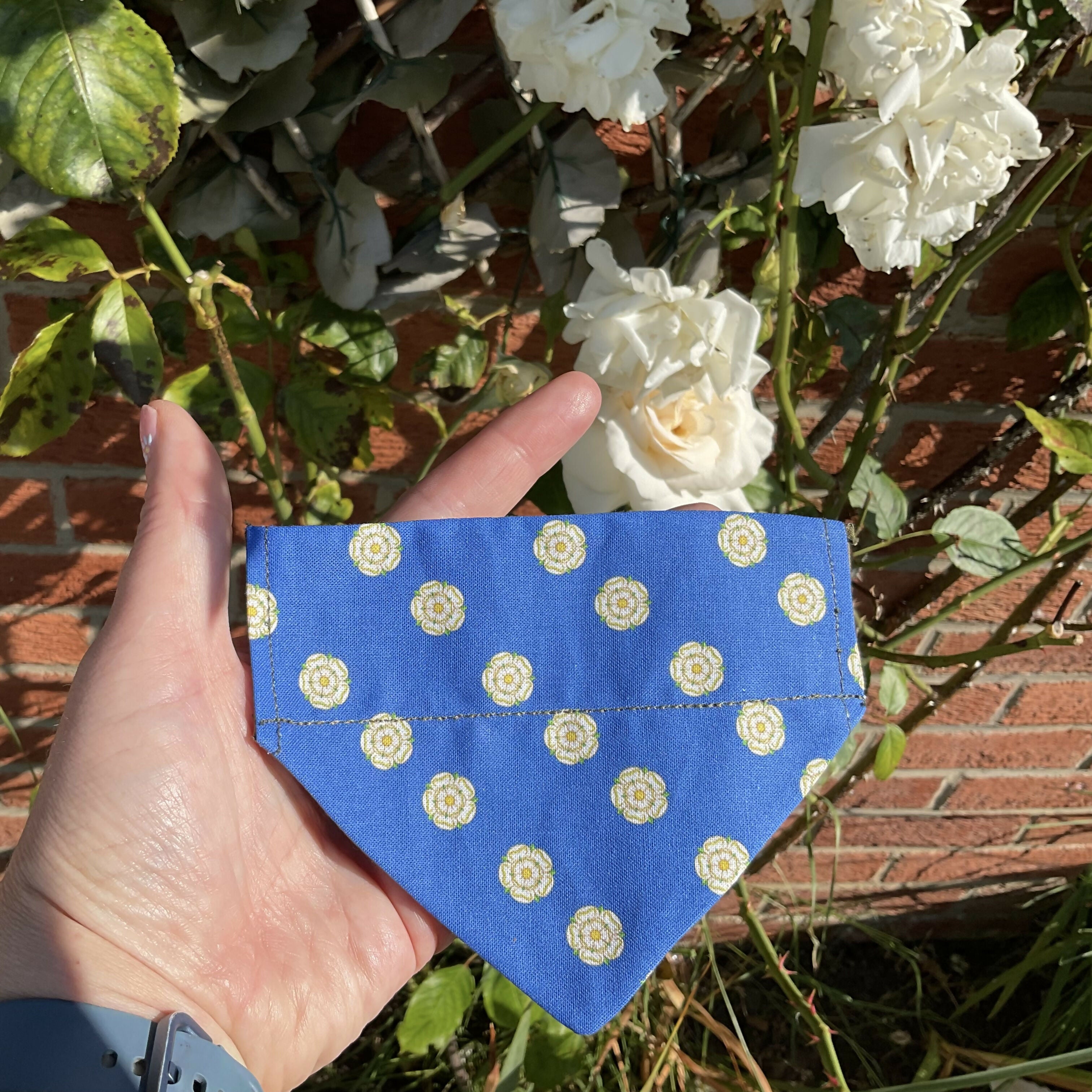 Yorkshire Rose Bloom Patterned Slip On -Snap On Dog Bandana