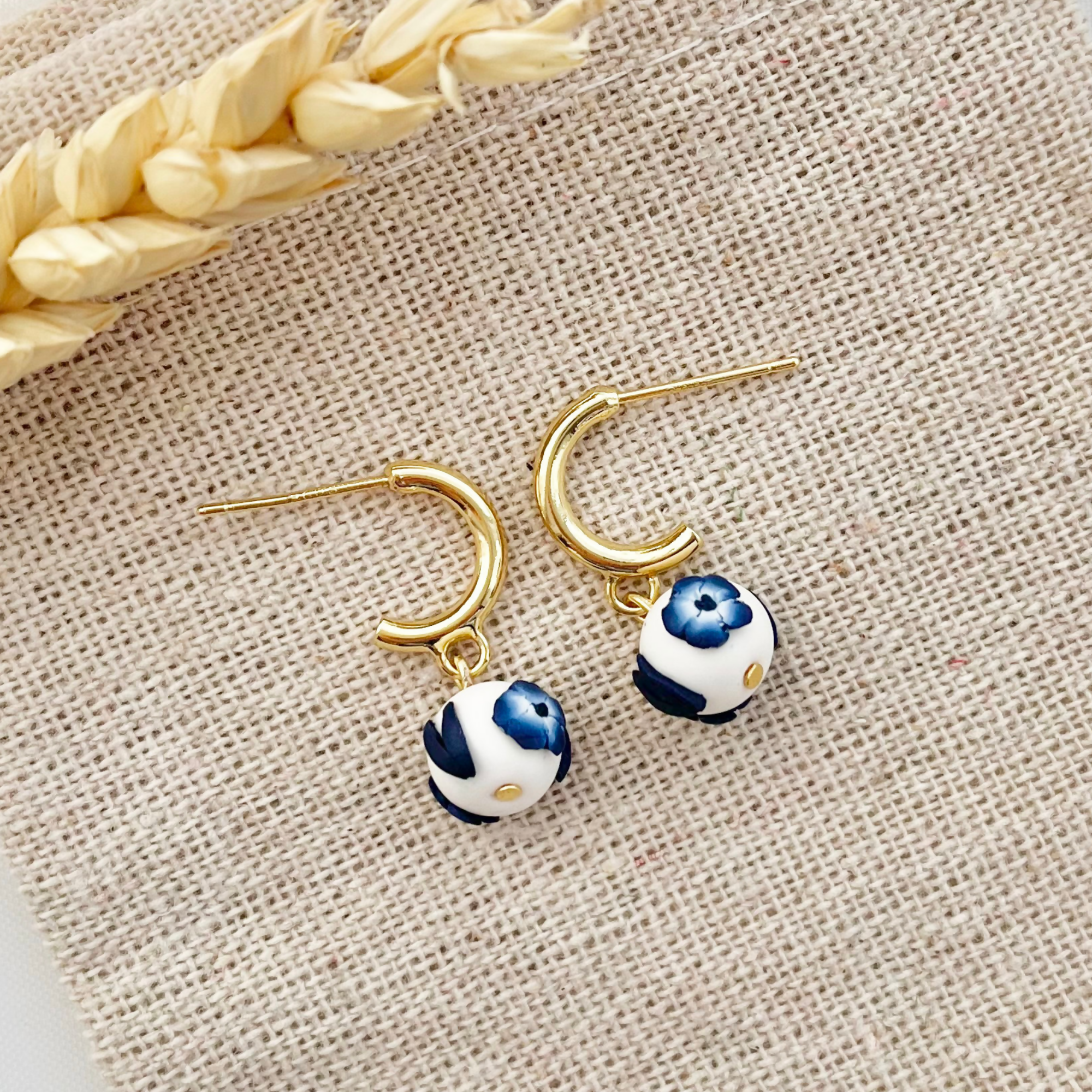 Blue China No. 9 - Handmade Polymer Clay Earrings