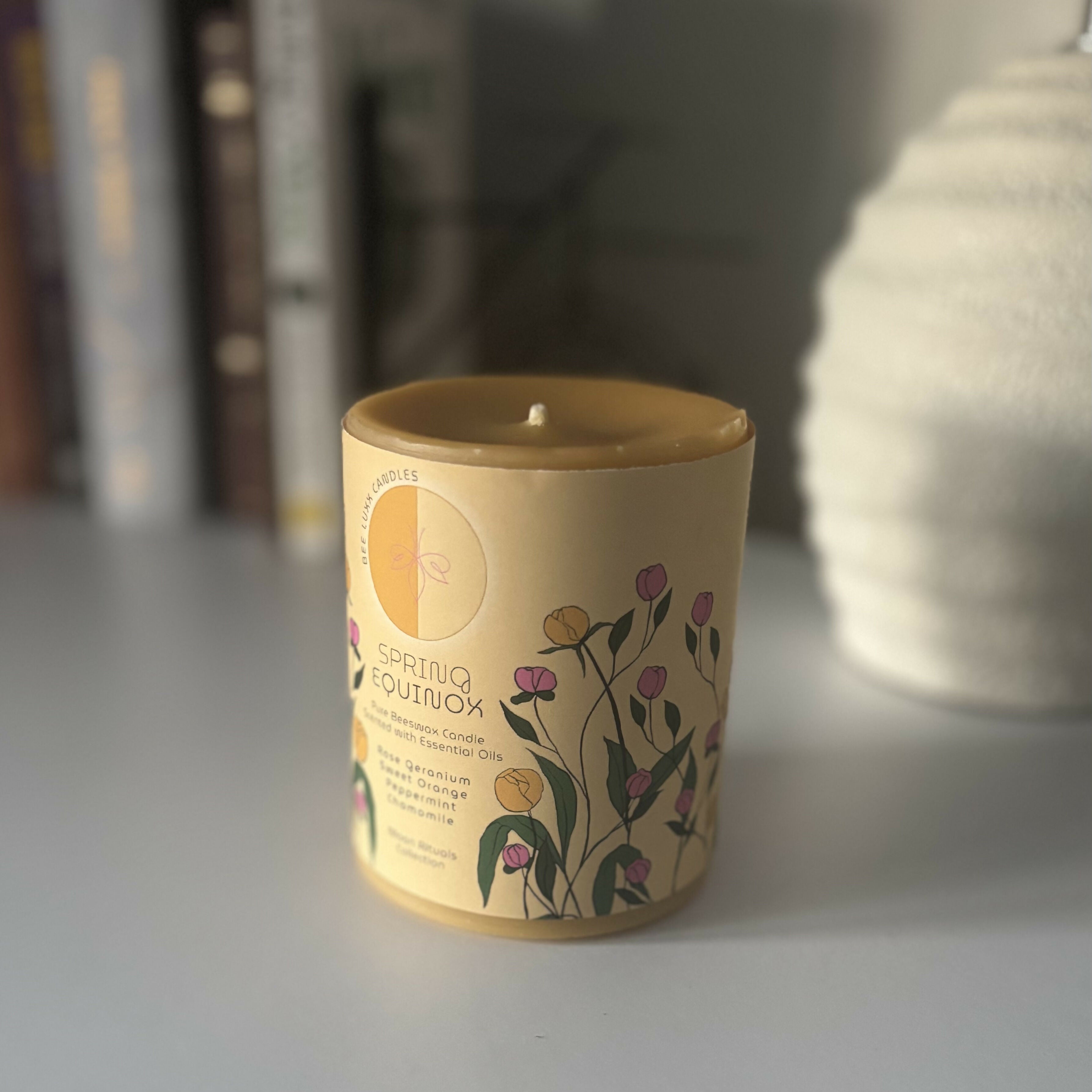 Spring Equinox - 100% Natural Essential Oil & Beeswax Pillar Candle